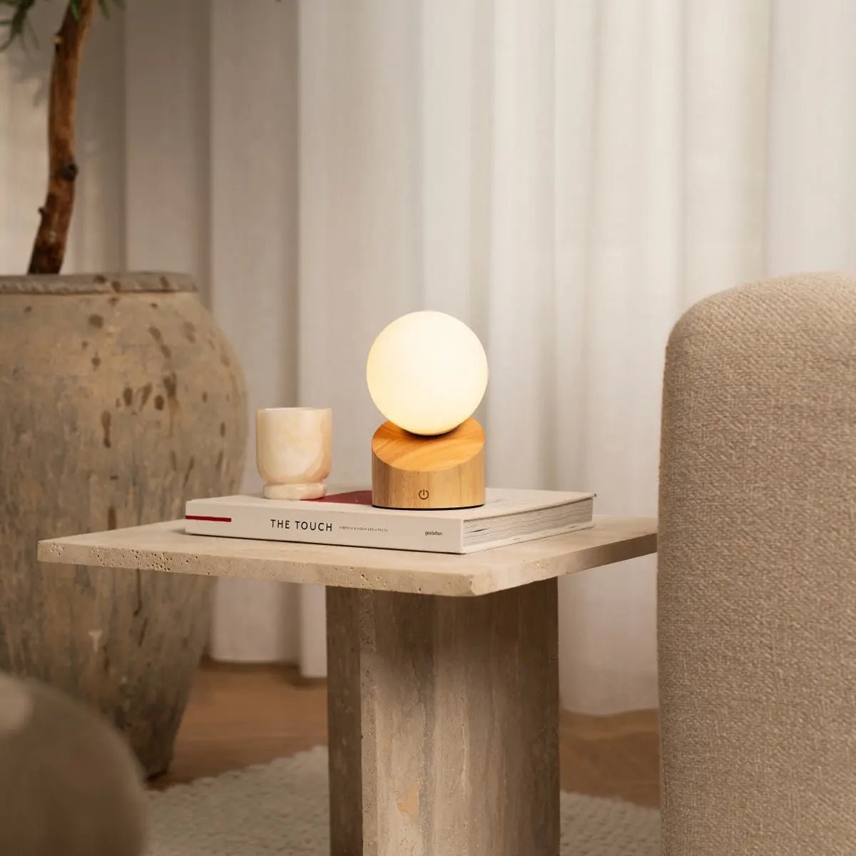 Morris lysebrun genopladelig bordlampe