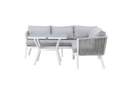 Venture Home Virya hjørne sofa set (3+2+1) White alu / Grey rope / grey cushion