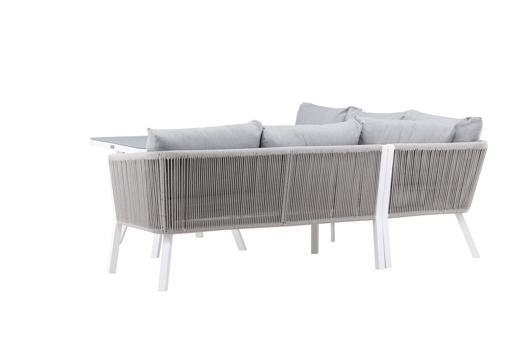Venture Home Virya hjørne sofa set (3+2+1) White alu / Grey rope / grey cushion