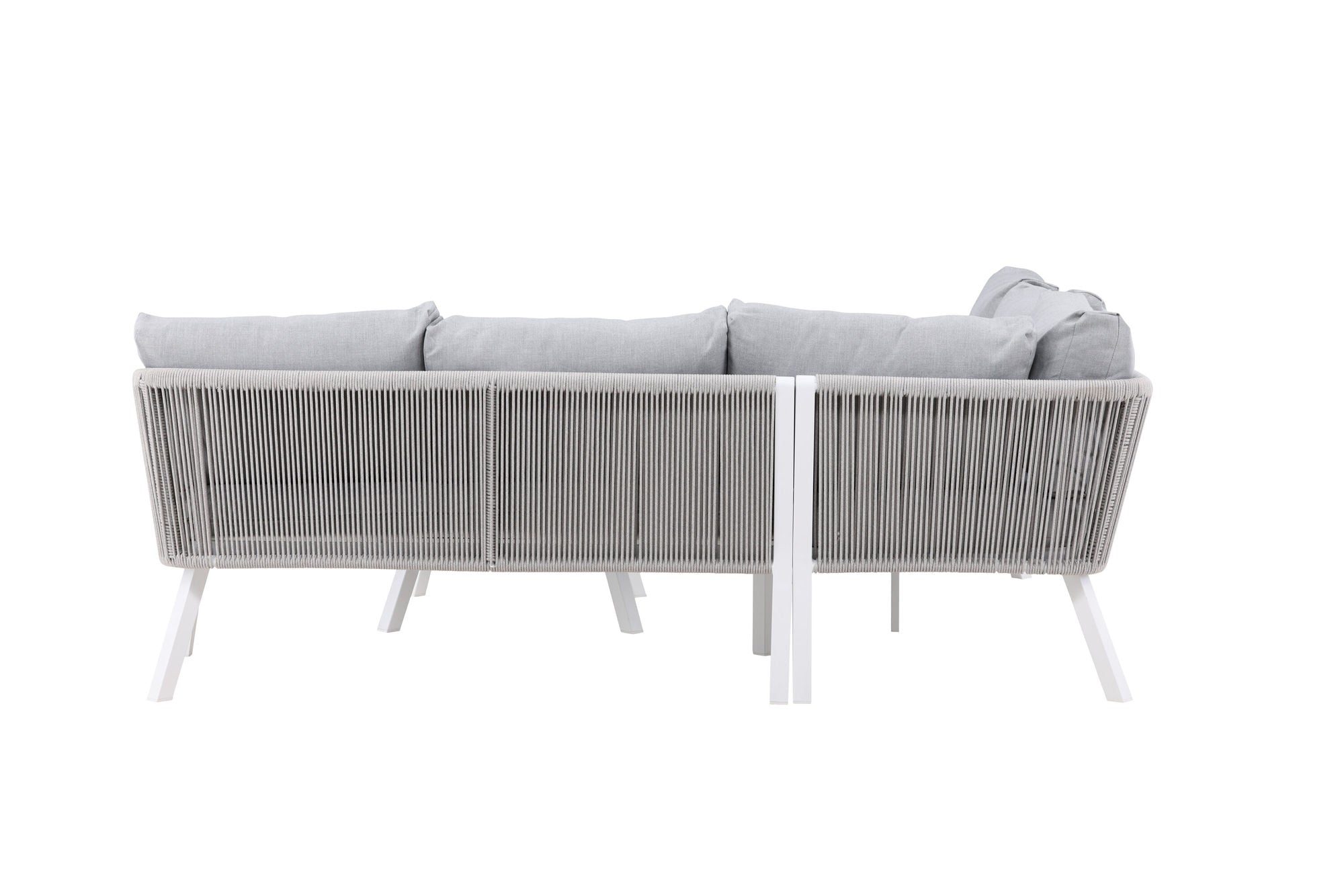 Venture Home Virya hjørne sofa set (3+2+1) White alu / Grey rope / grey cushion