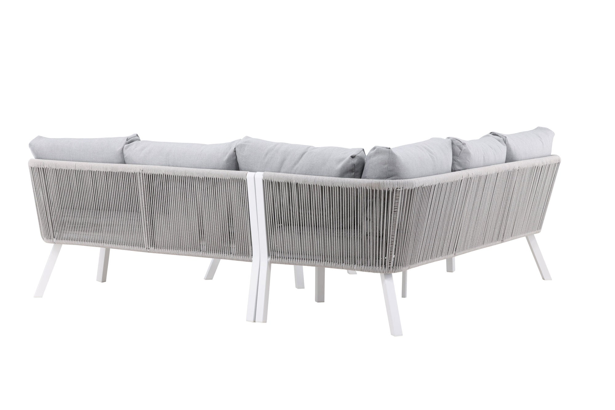 Venture Home Virya hjørne sofa set (3+2+1) White alu / Grey rope / grey cushion
