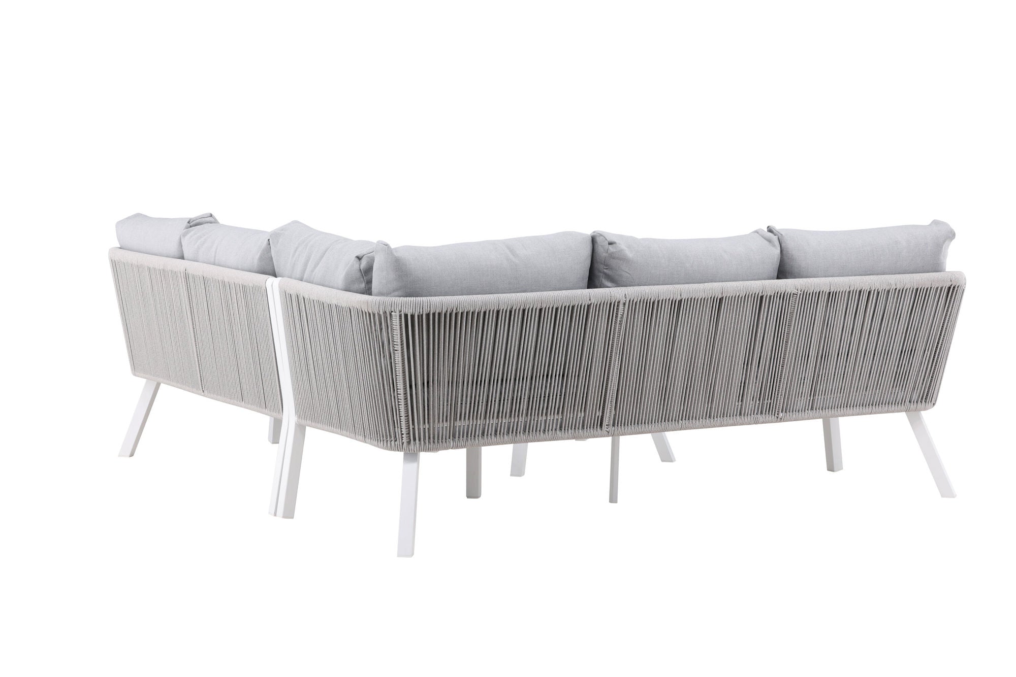 Venture Home Virya hjørne sofa set (3+2+1) White alu / Grey rope / grey cushion