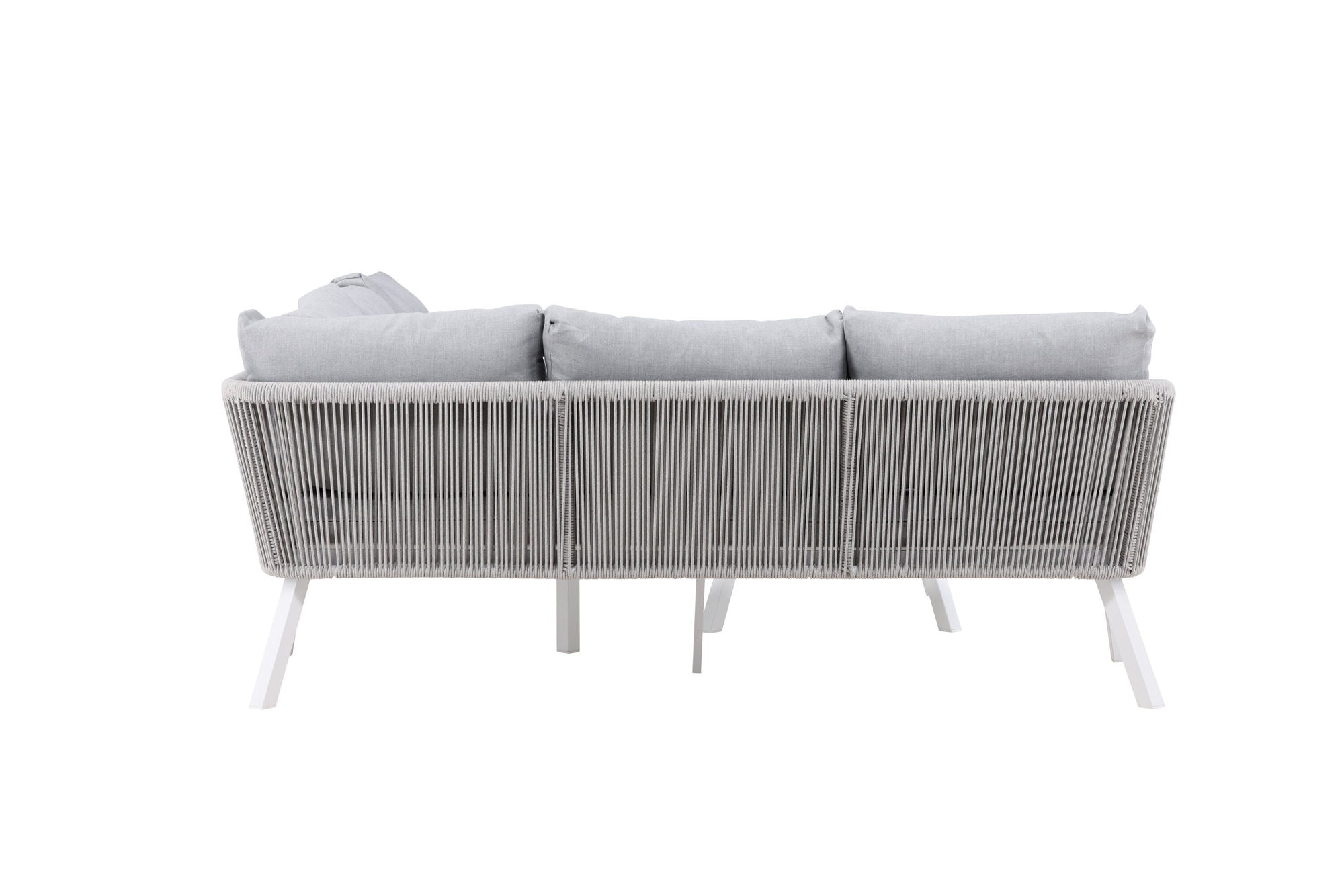 Venture Home Virya hjørne sofa set (3+2+1) White alu / Grey rope / grey cushion
