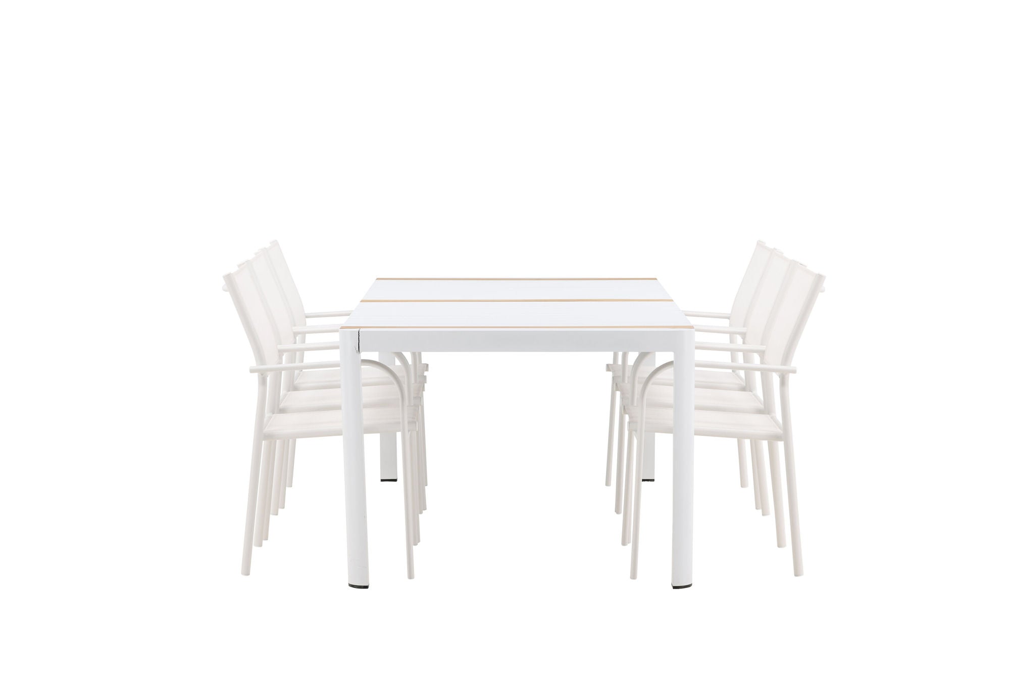 Venture Home Togo - spisebord- White / Teak - Allu / Teak - 200*100 +Santorini Arm stol (Stackable) - White Alu / White Textilene _6