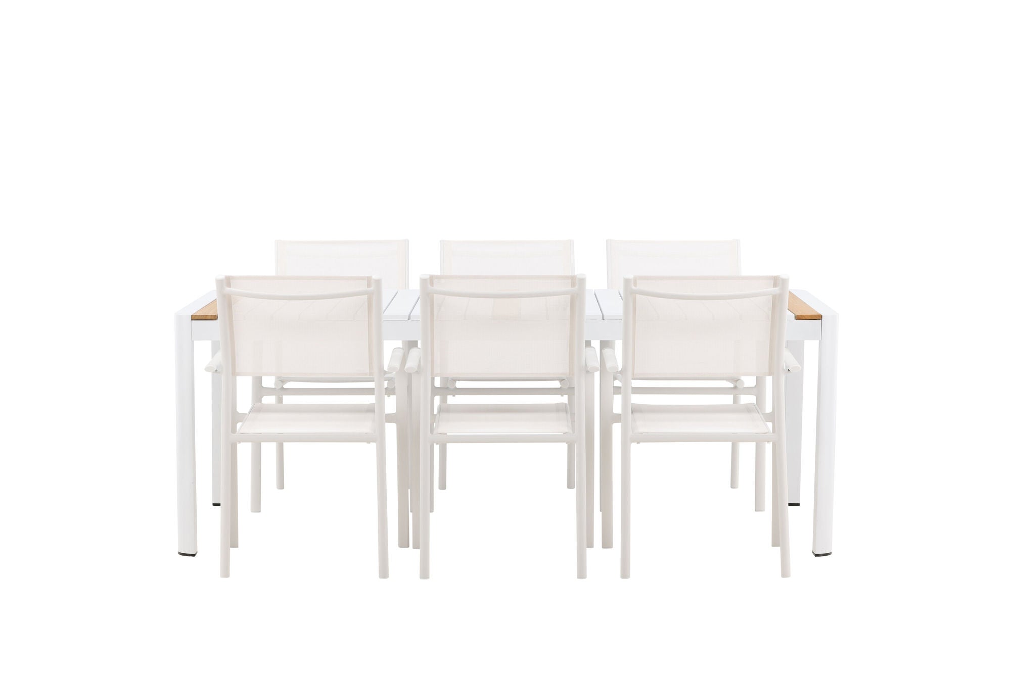 Venture Home Togo - spisebord- White / Teak - Allu / Teak - 200*100 +Santorini Arm stol (Stackable) - White Alu / White Textilene _6