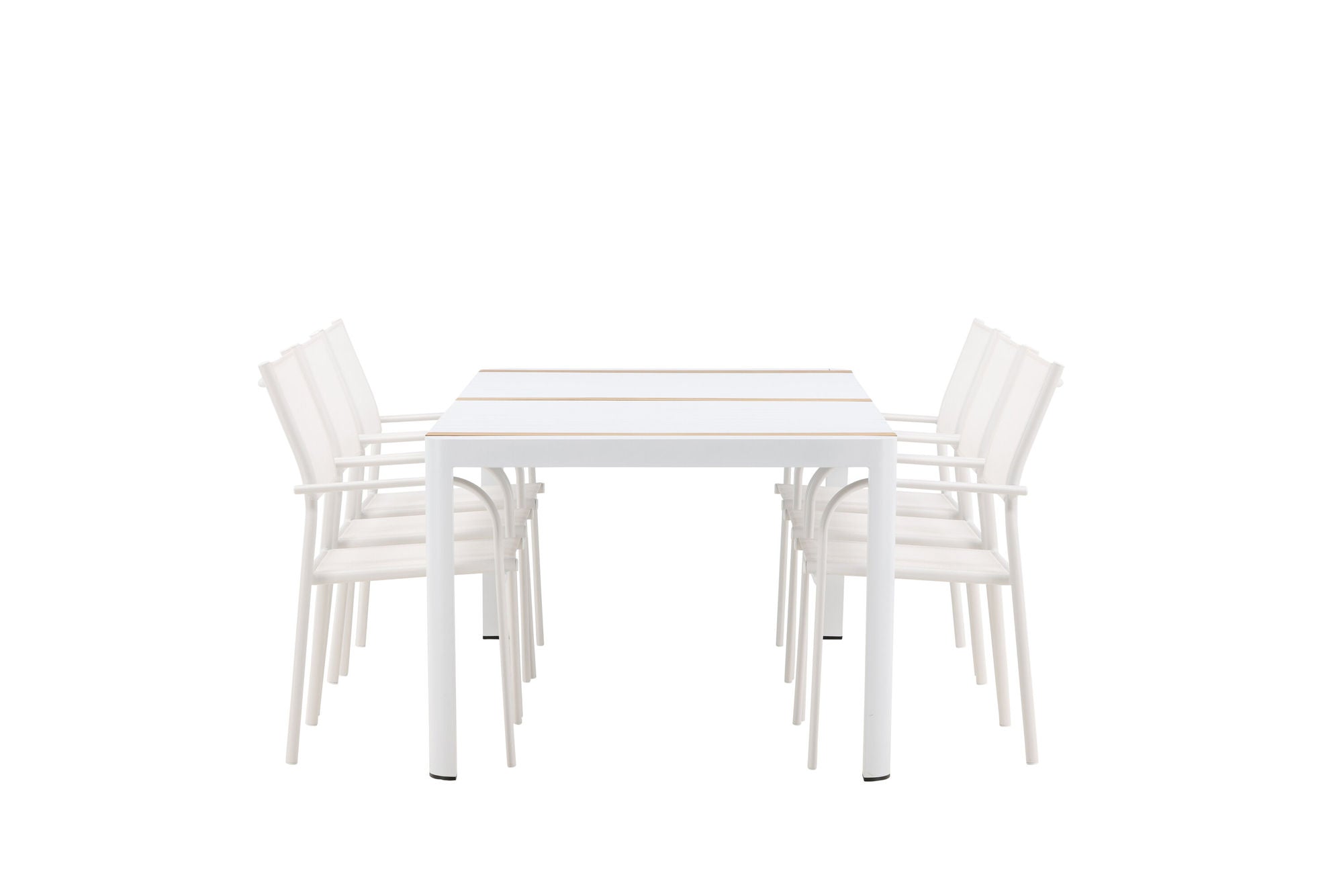 Venture Home Togo - spisebord- White / Teak - Allu / Teak - 200*100 +Santorini Arm stol (Stackable) - White Alu / White Textilene _6