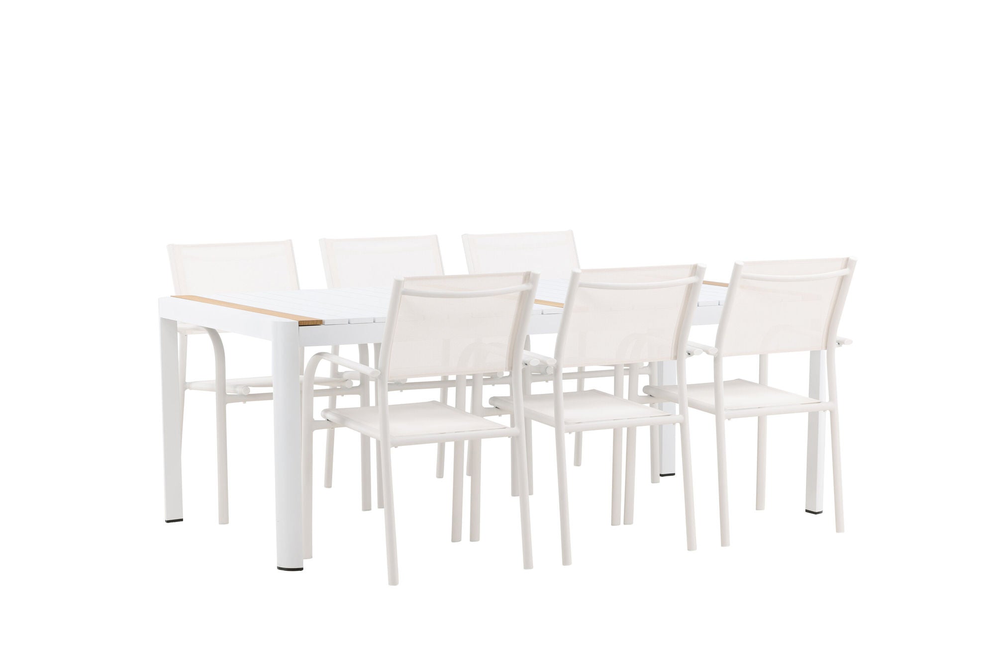 Venture Home Togo - spisebord- White / Teak - Allu / Teak - 200*100 +Santorini Arm stol (Stackable) - White Alu / White Textilene _6