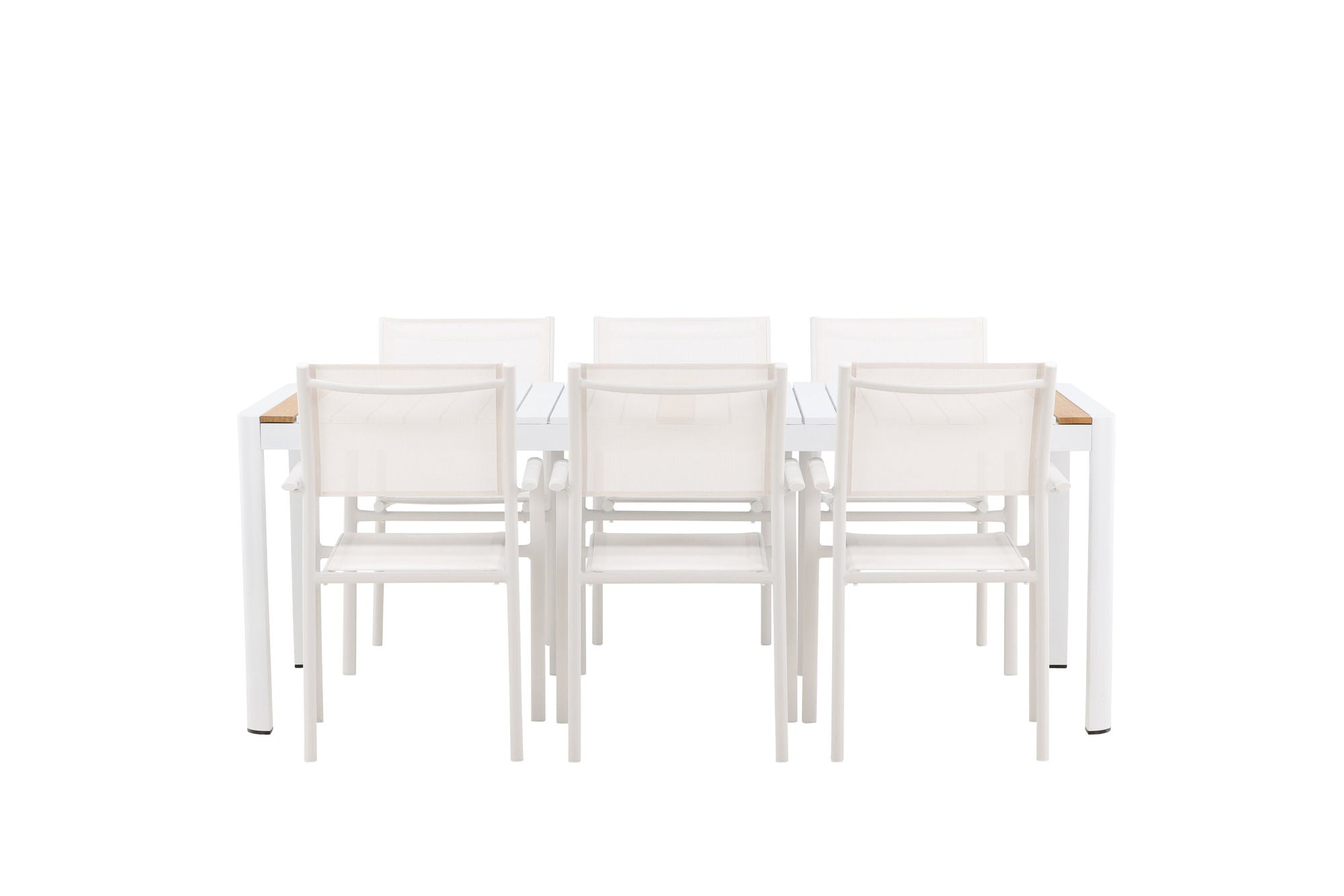 Venture Home Togo - spisebord- White / Teak - Allu / Teak - 200*100 +Santorini Arm stol (Stackable) - White Alu / White Textilene _6