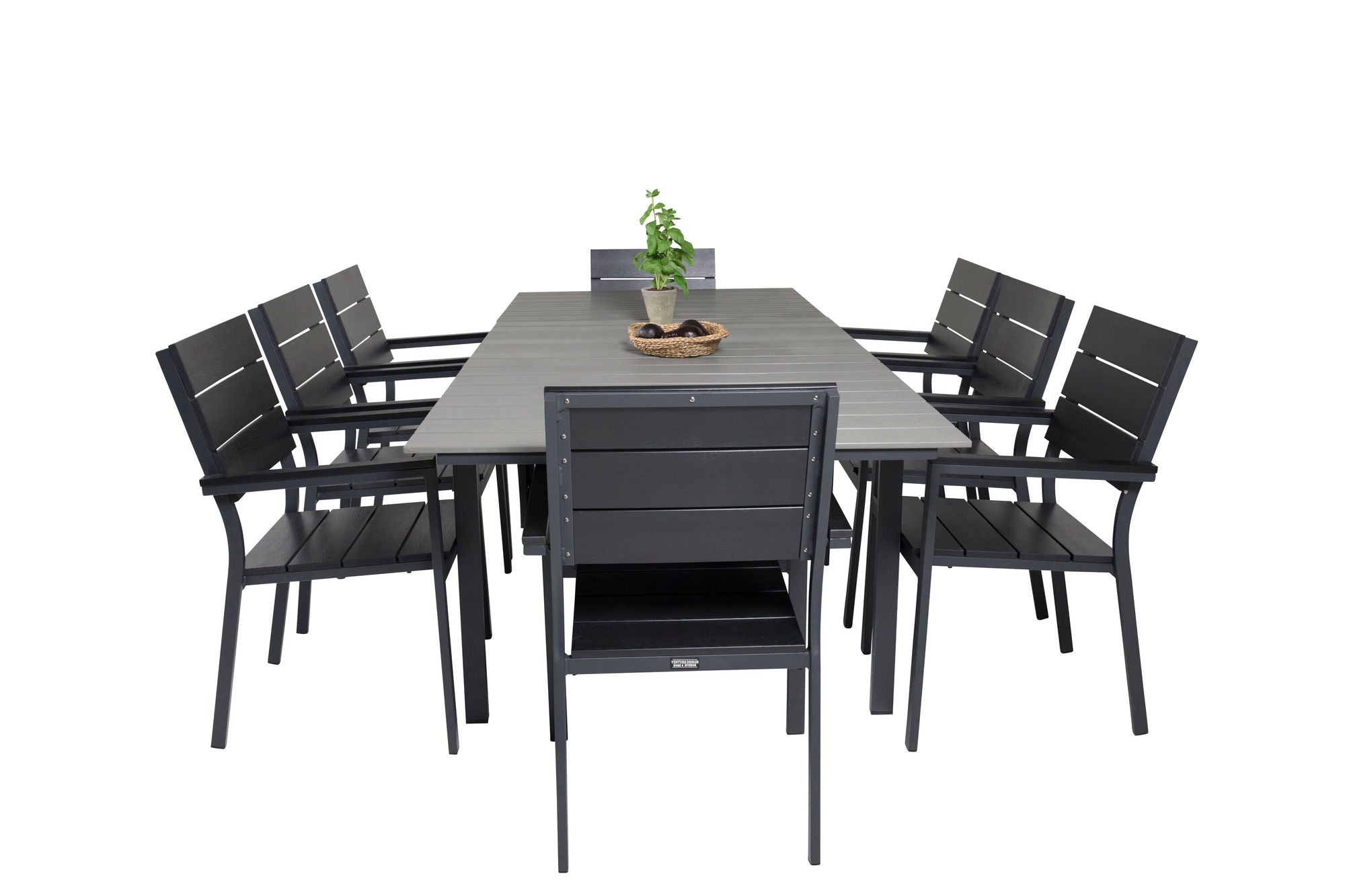 Venture Home Levels spisebord 160/240*90 - Black Alu / Grey Aintwood +Levels stol (stacka