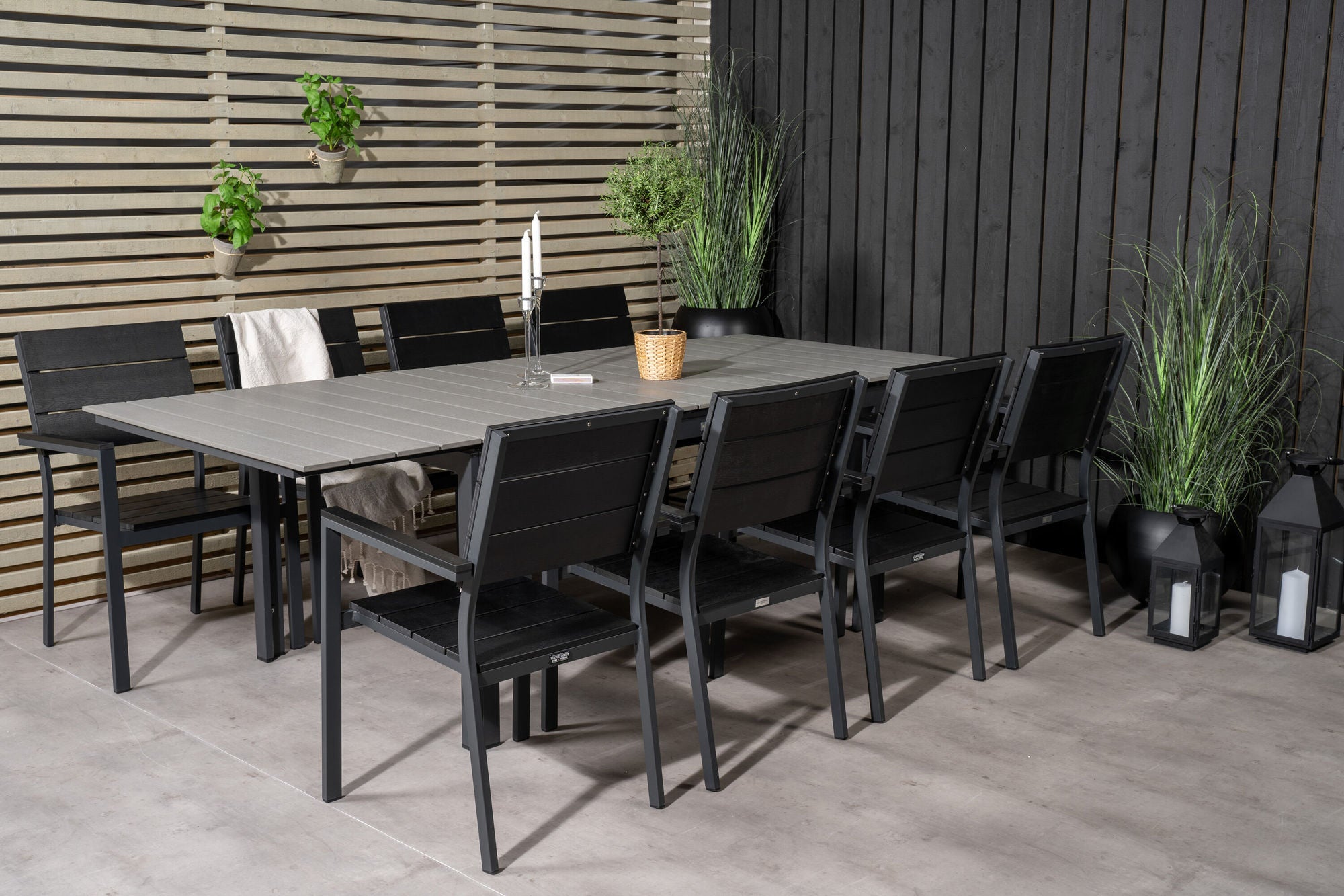 Venture Home Levels spisebord 160/240*90 - Black Alu / Grey Aintwood +Levels stol (stacka