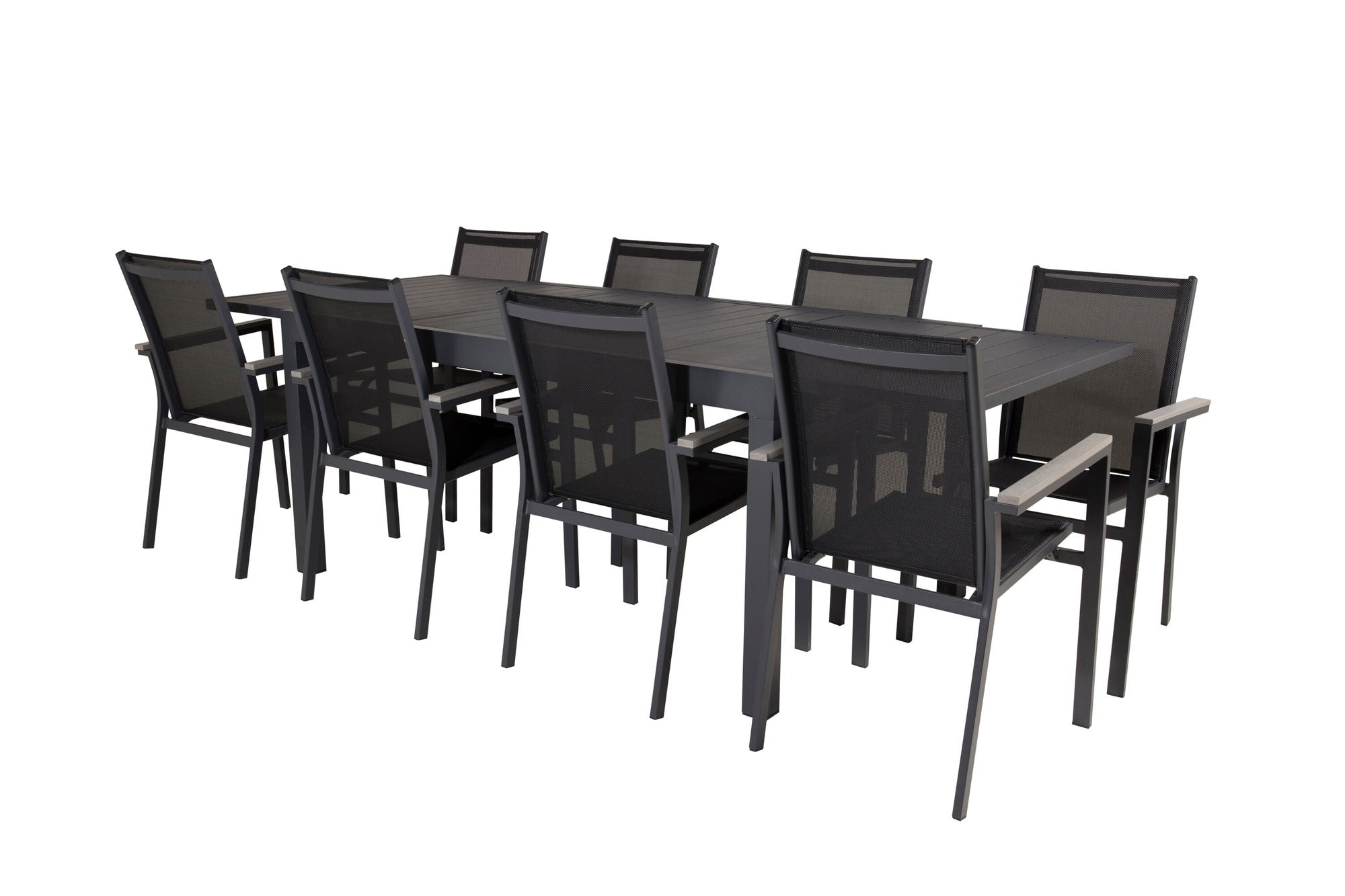 Venture Home Marbella spisebord 160/240*100*H75 - Black+Parma Arm stol (stackable) - Blac