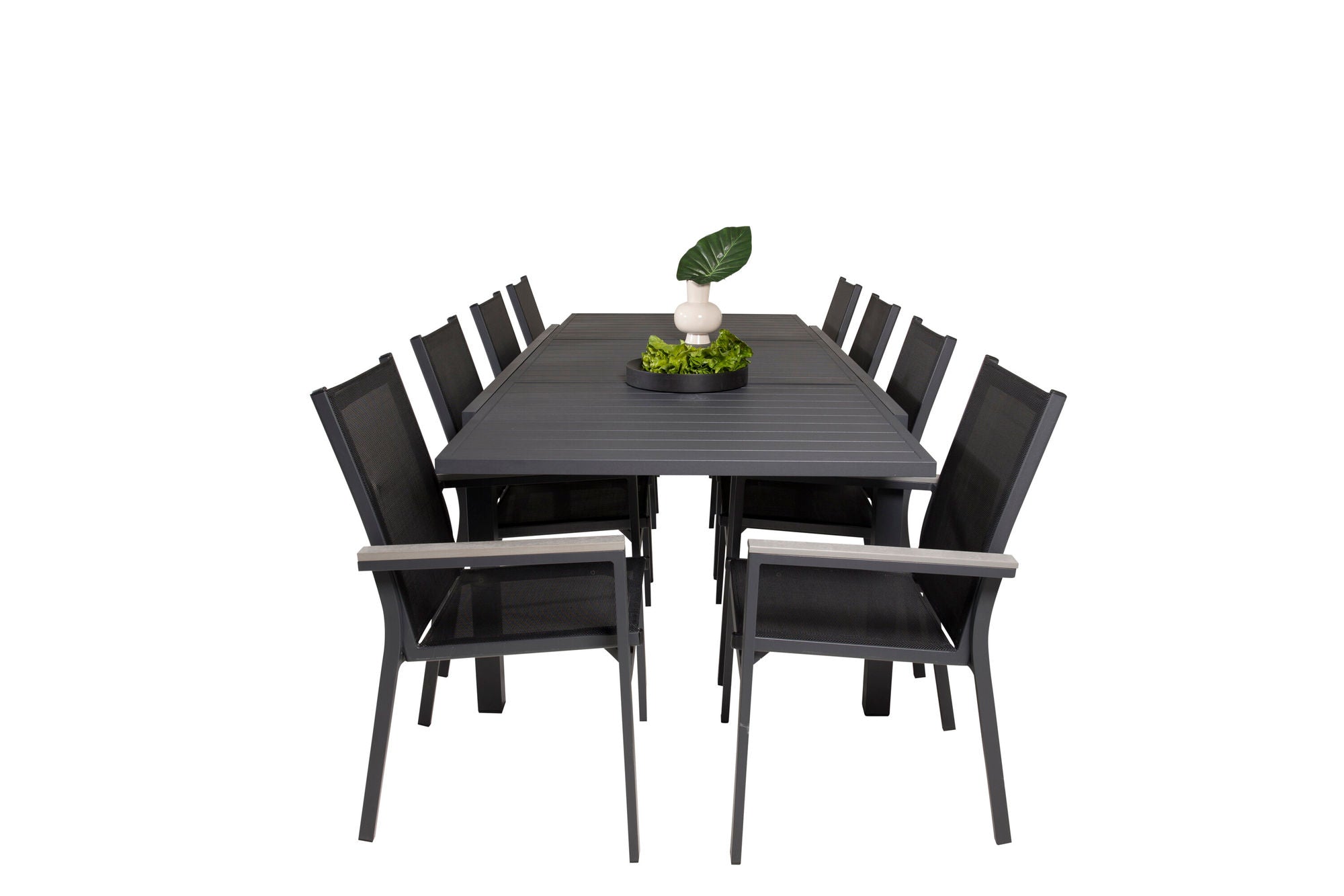 Venture Home Marbella spisebord 160/240*100*H75 - Black+Parma Arm stol (stackable) - Blac