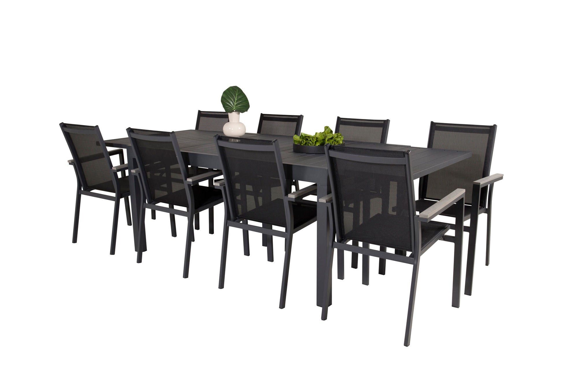 Venture Home Marbella spisebord 160/240*100*H75 - Black+Parma Arm stol (stackable) - Blac