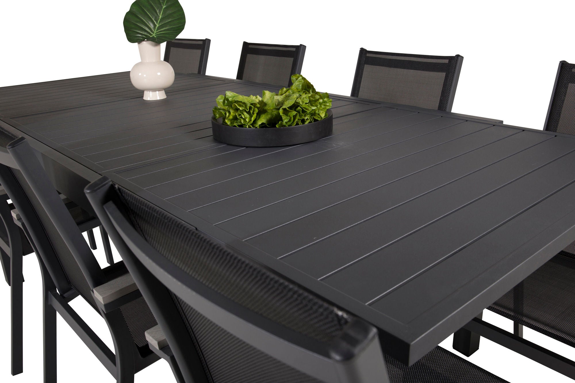 Venture Home Marbella spisebord 160/240*100*H75 - Black+Parma Arm stol (stackable) - Blac