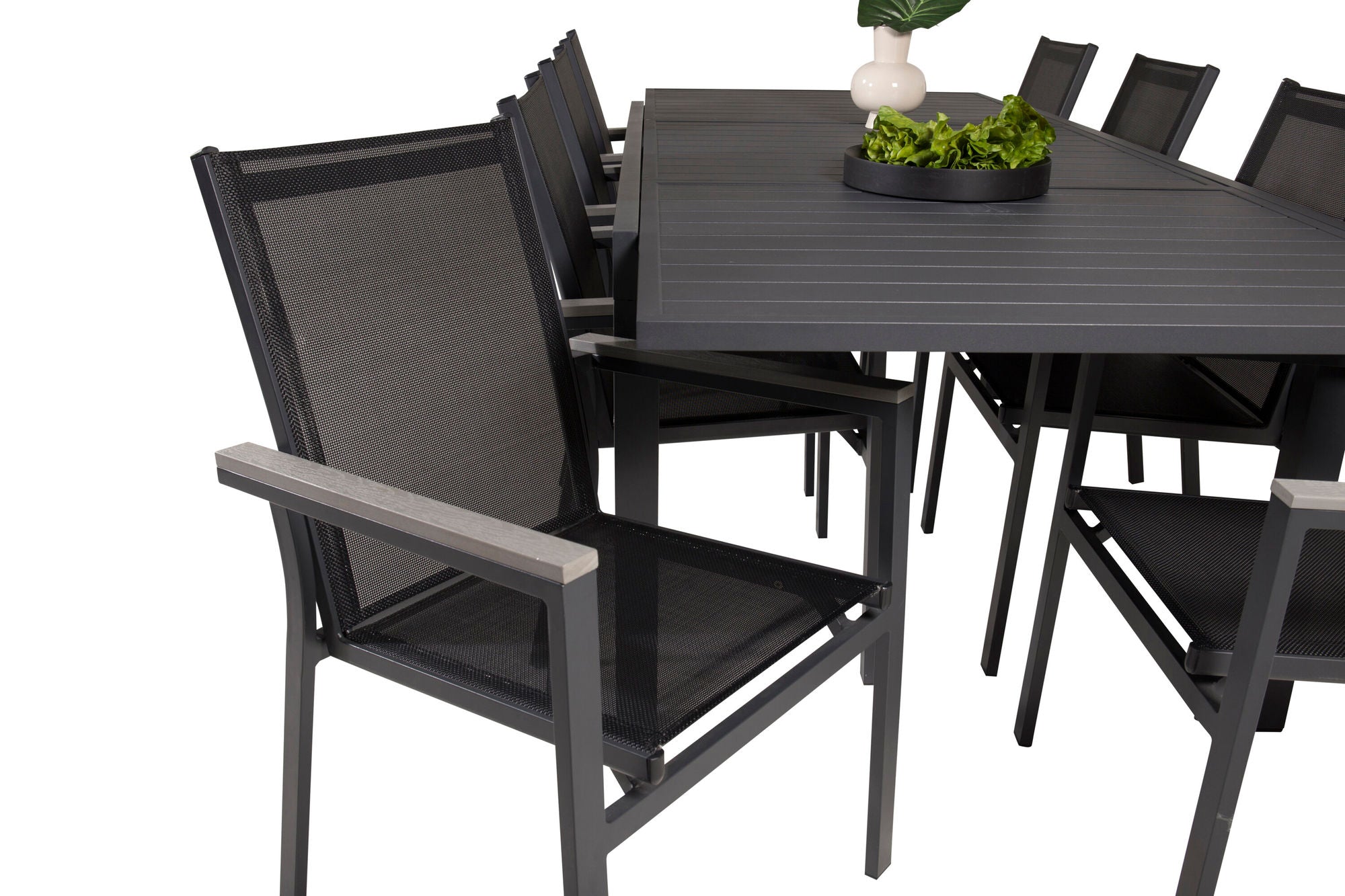 Venture Home Marbella spisebord 160/240*100*H75 - Black+Parma Arm stol (stackable) - Blac