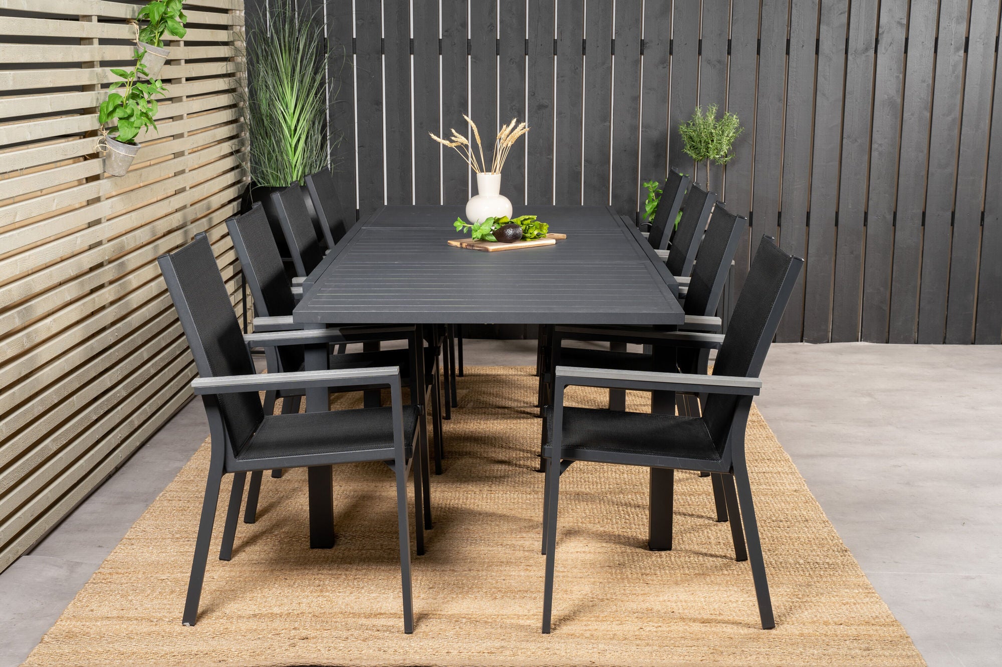 Venture Home Marbella spisebord 160/240*100*H75 - Black+Parma Arm stol (stackable) - Blac