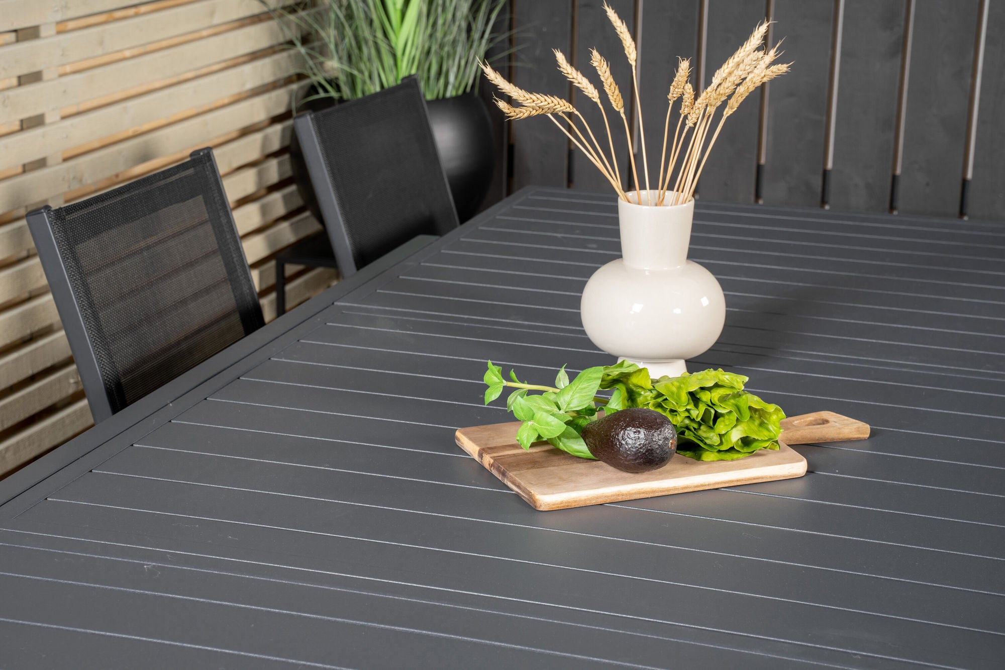 Venture Home Marbella spisebord 160/240*100*H75 - Black+Parma Arm stol (stackable) - Blac