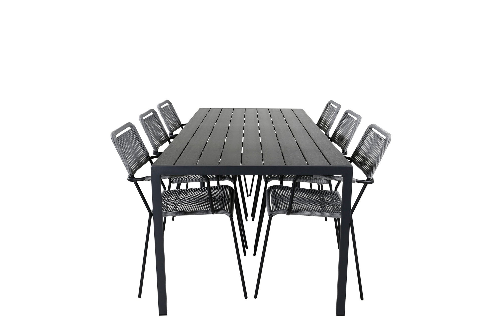 Venture Home Break - bord 205*90 - Black alu/black aintwood +Lindos Armchair - Black Alu / Grey Rope _6