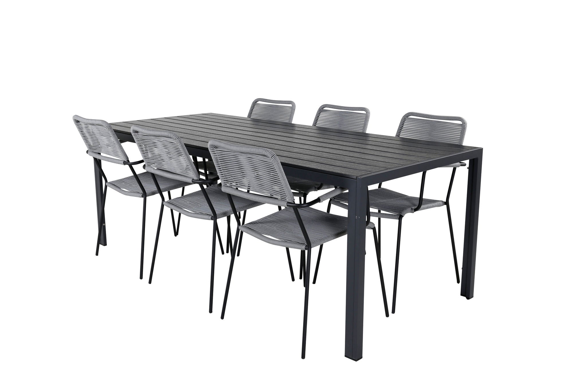 Venture Home Break - bord 205*90 - Black alu/black aintwood +Lindos Armchair - Black Alu / Grey Rope _6
