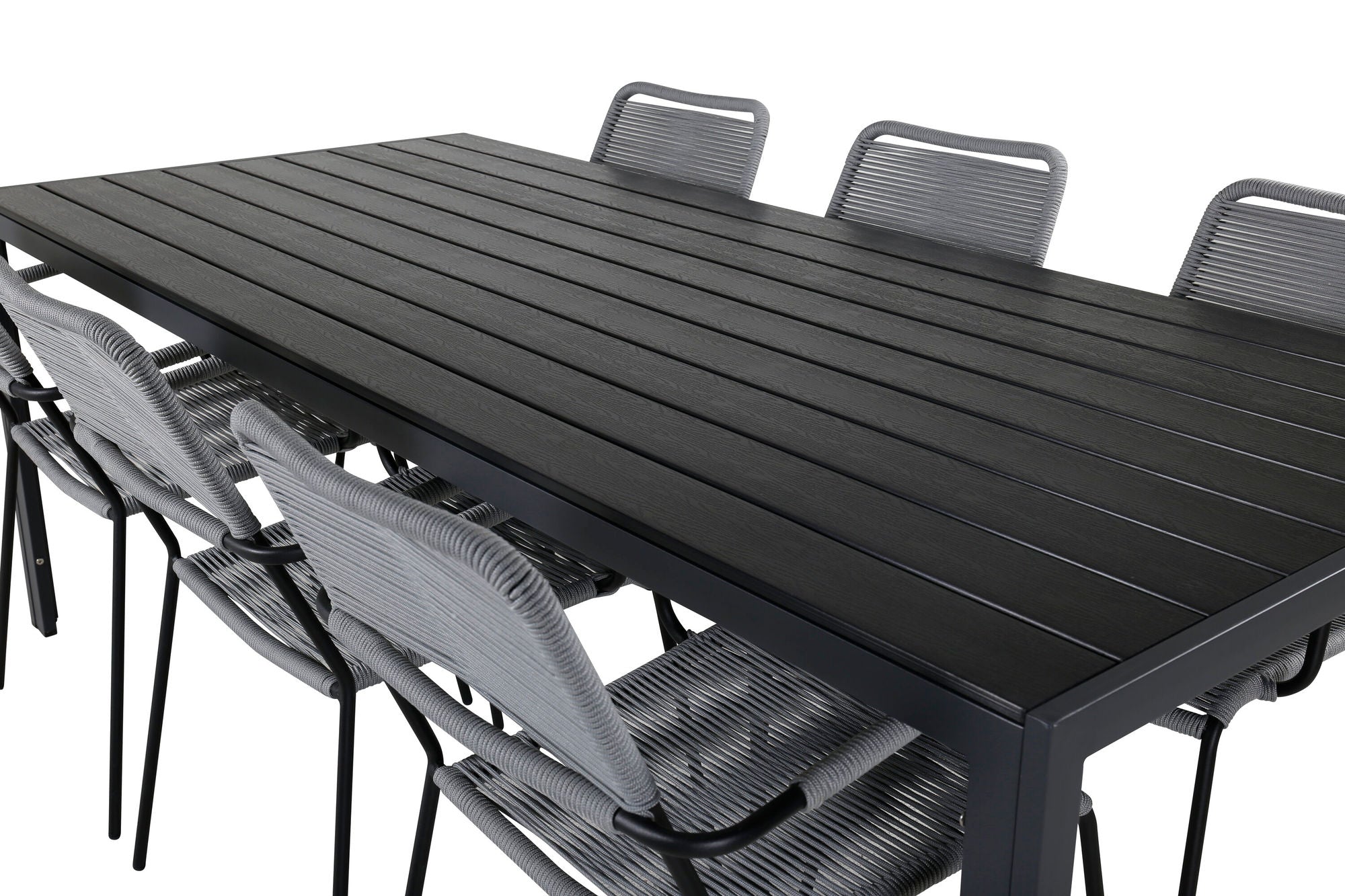 Venture Home Break - bord 205*90 - Black alu/black aintwood +Lindos Armchair - Black Alu / Grey Rope _6