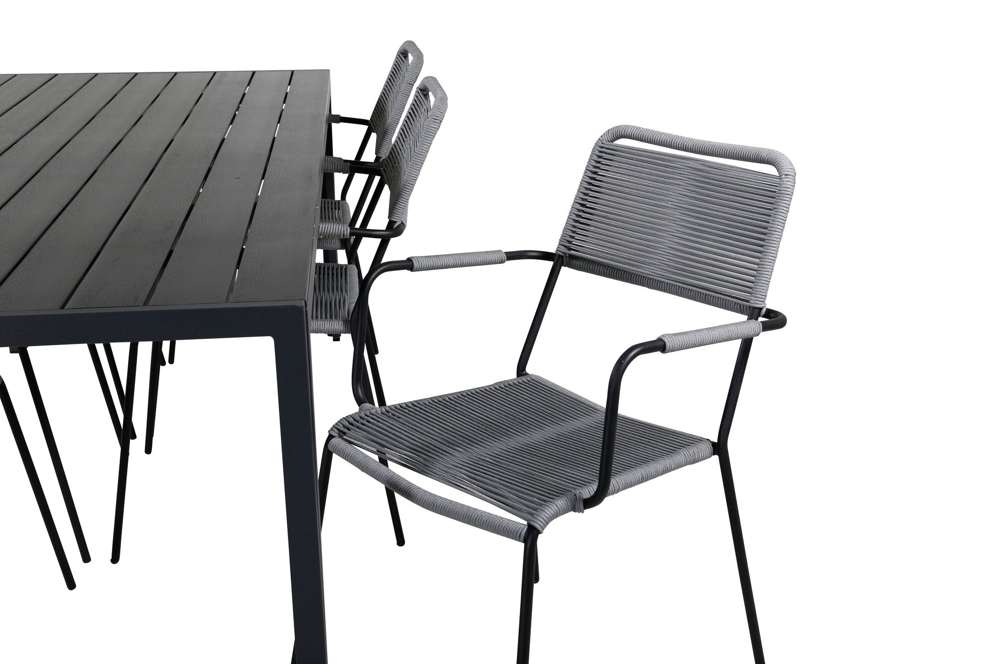 Venture Home Break - bord 205*90 - Black alu/black aintwood +Lindos Armchair - Black Alu / Grey Rope _6