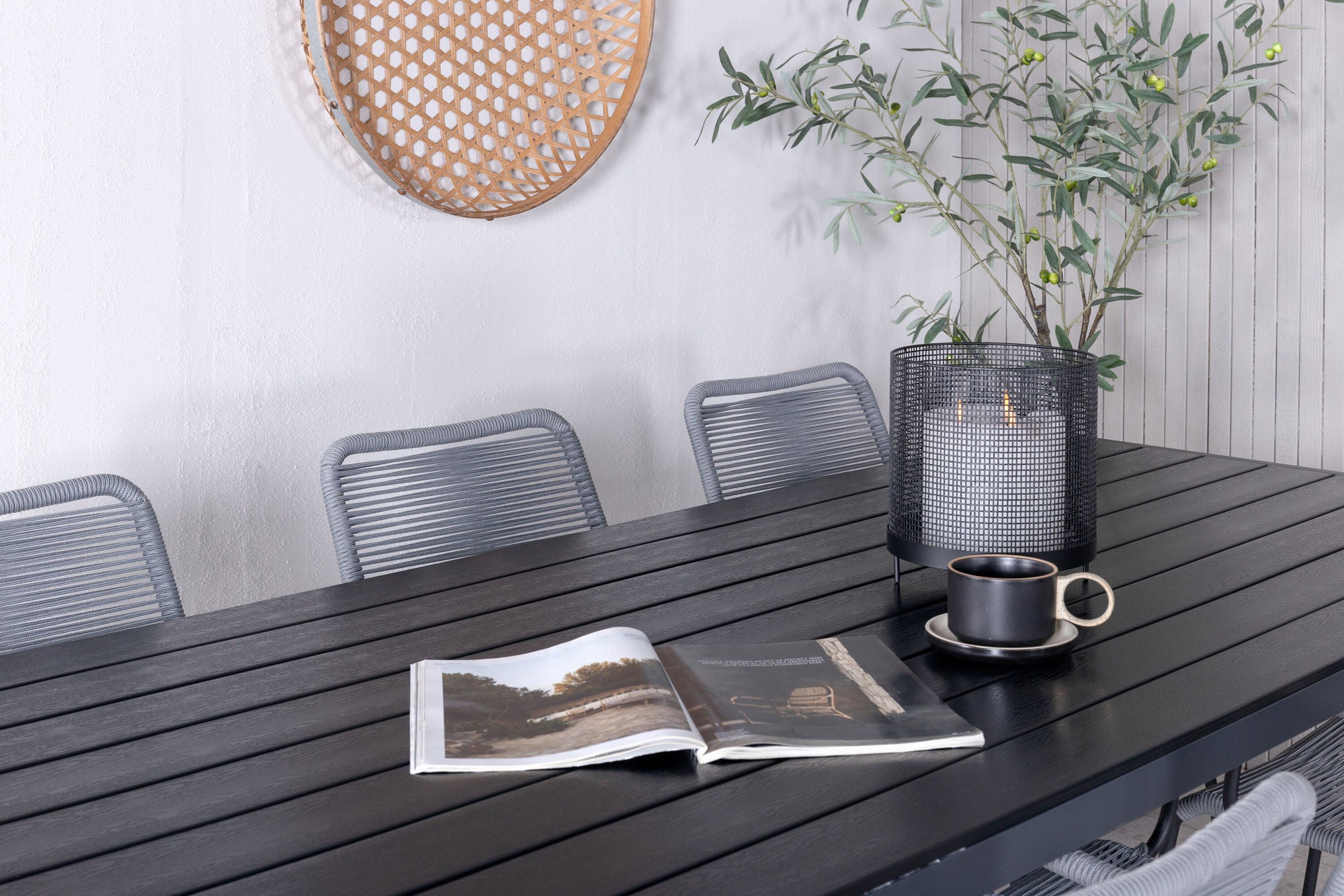 Venture Home Break - bord 205*90 - Black alu/black aintwood +Lindos Armchair - Black Alu / Grey Rope _6