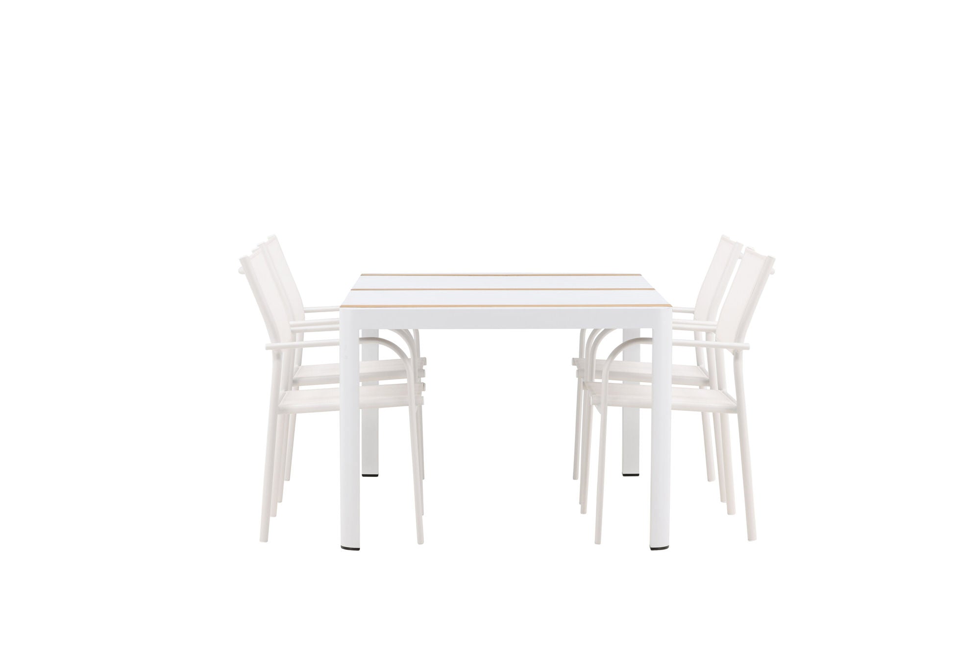 Venture Home Togo - spisebord- White / Teak - Allu / Teak - 150*100 +Santorini Arm stol (Stackable) - White Alu / White Textilene _4