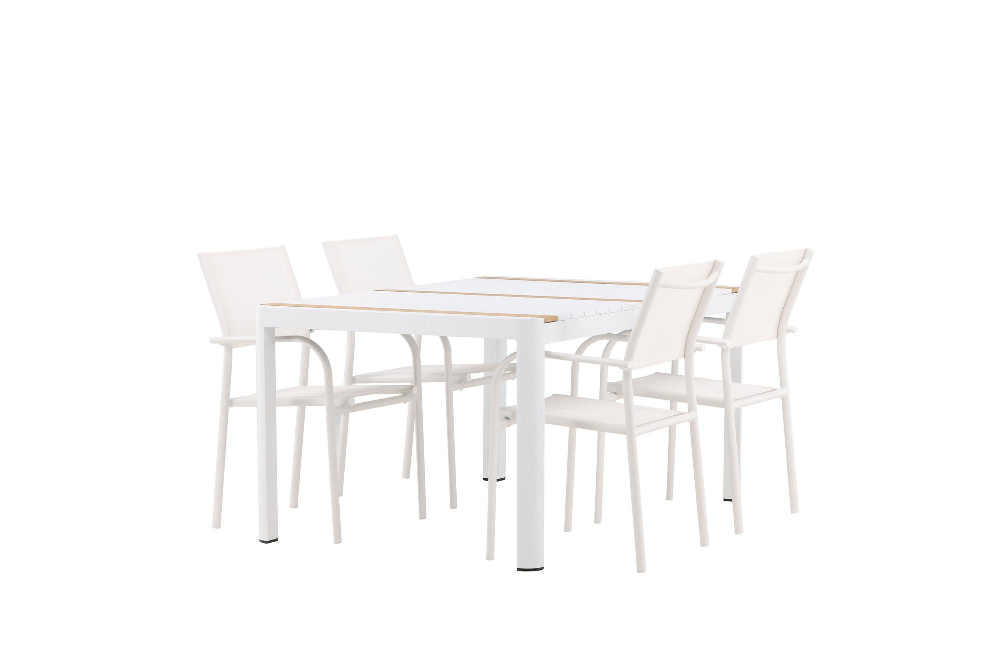 Venture Home Togo - spisebord- White / Teak - Allu / Teak - 150*100 +Santorini Arm stol (Stackable) - White Alu / White Textilene _4