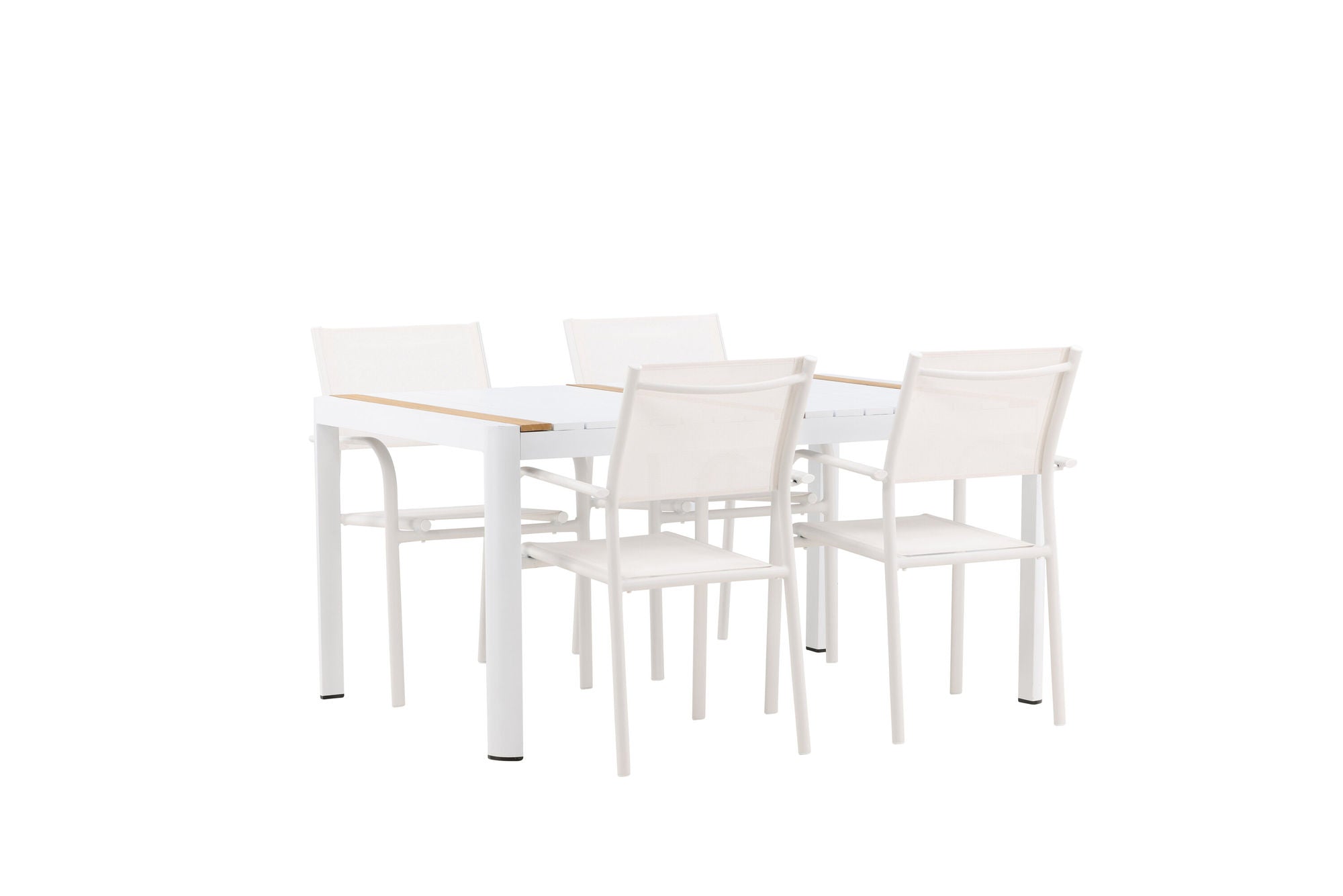 Venture Home Togo - spisebord- White / Teak - Allu / Teak - 150*100 +Santorini Arm stol (Stackable) - White Alu / White Textilene _4