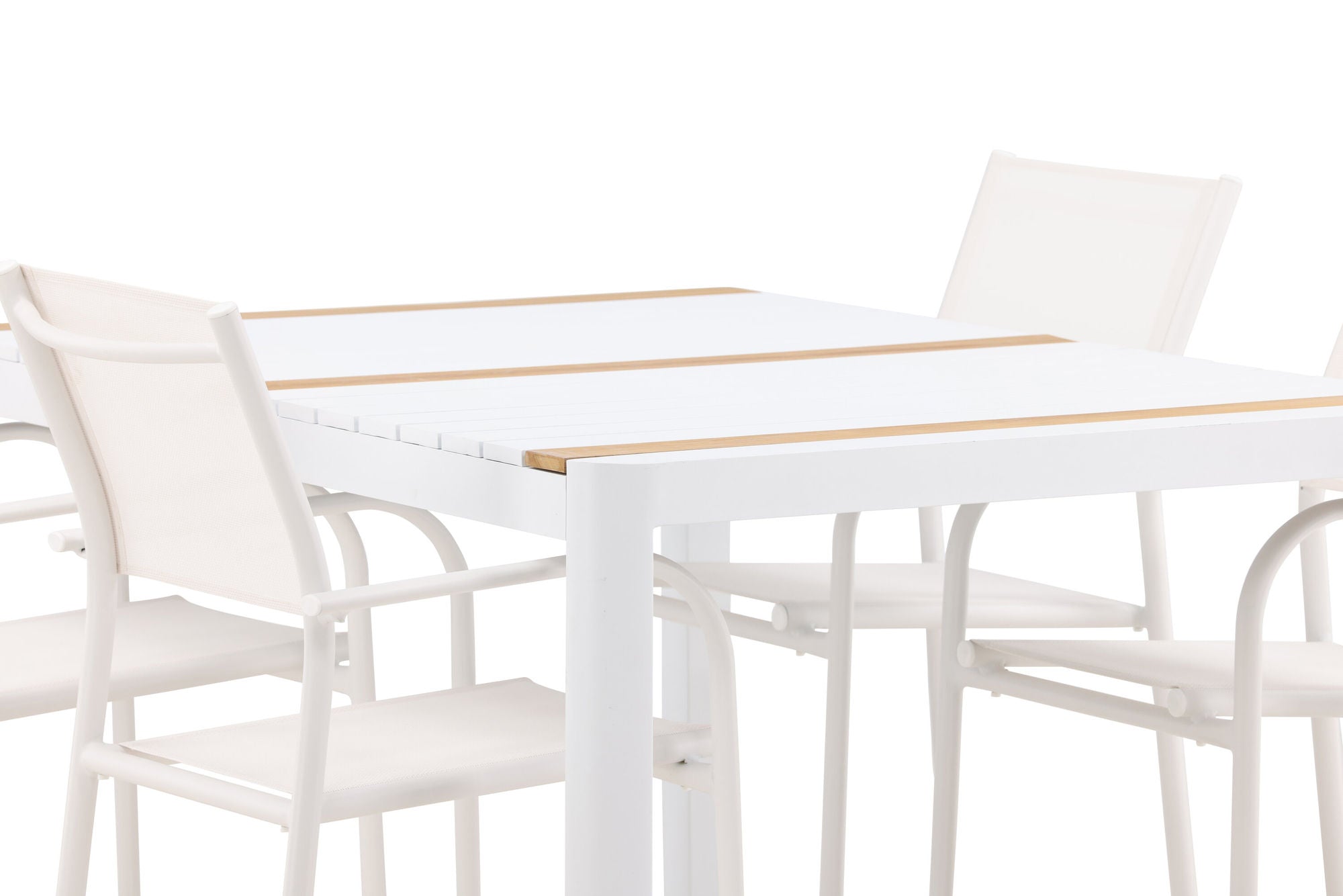 Venture Home Togo - spisebord- White / Teak - Allu / Teak - 150*100 +Santorini Arm stol (Stackable) - White Alu / White Textilene _4