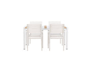 Venture Home Togo - spisebord- White / Teak - Allu / Teak - 150*100 +Santorini Arm stol (Stackable) - White Alu / White Textilene _4