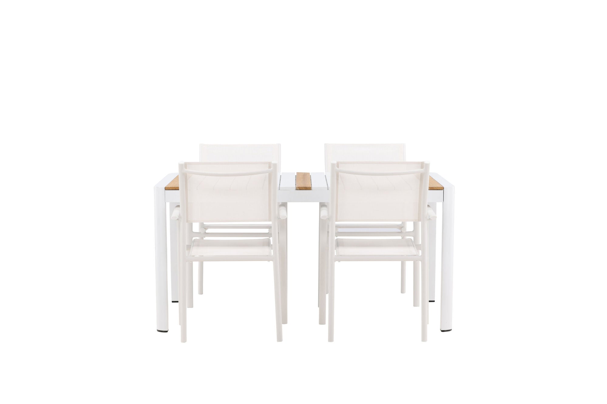 Venture Home Togo - spisebord- White / Teak - Allu / Teak - 150*100 +Santorini Arm stol (Stackable) - White Alu / White Textilene _4