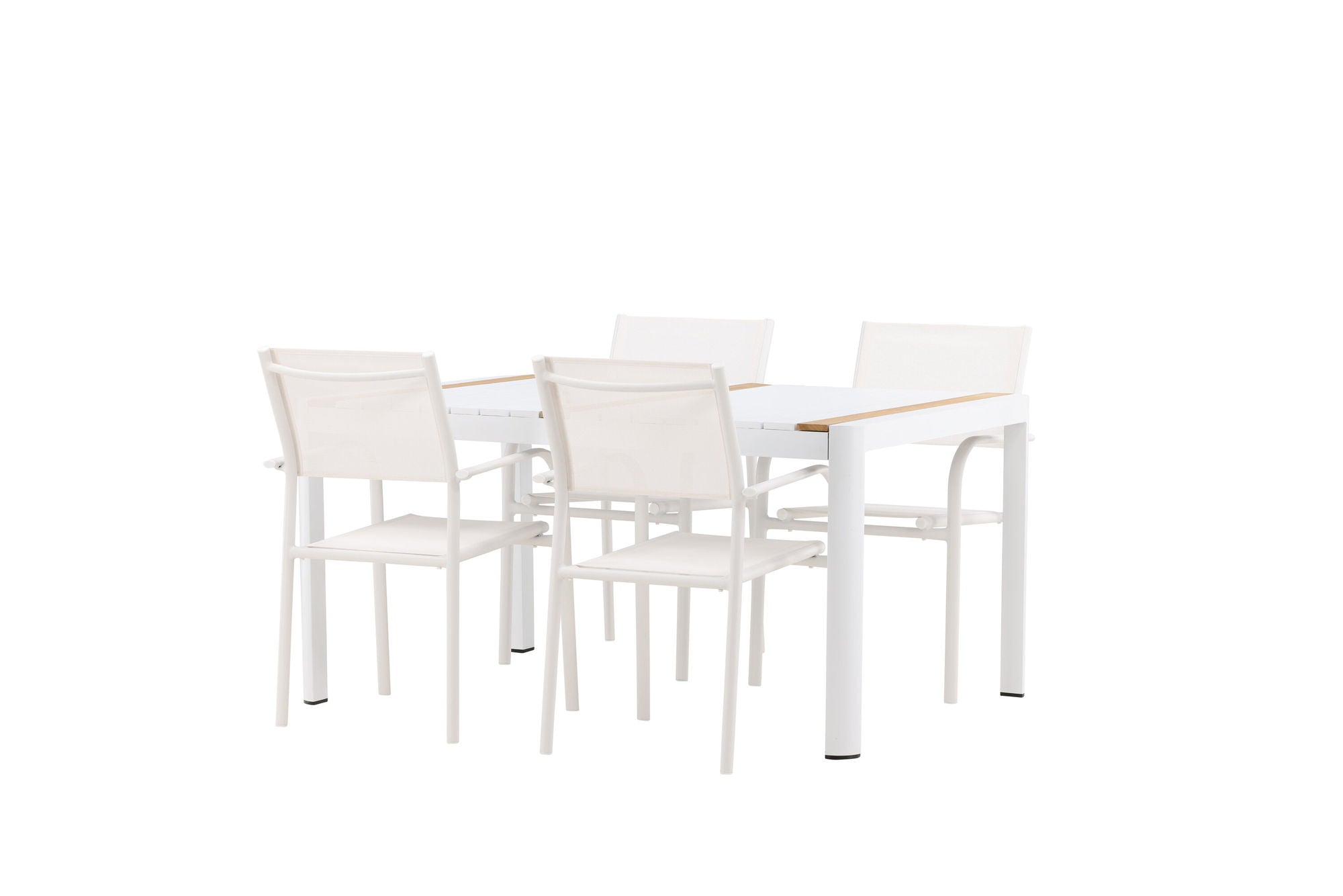 Venture Home Togo - spisebord- White / Teak - Allu / Teak - 150*100 +Santorini Arm stol (Stackable) - White Alu / White Textilene _4