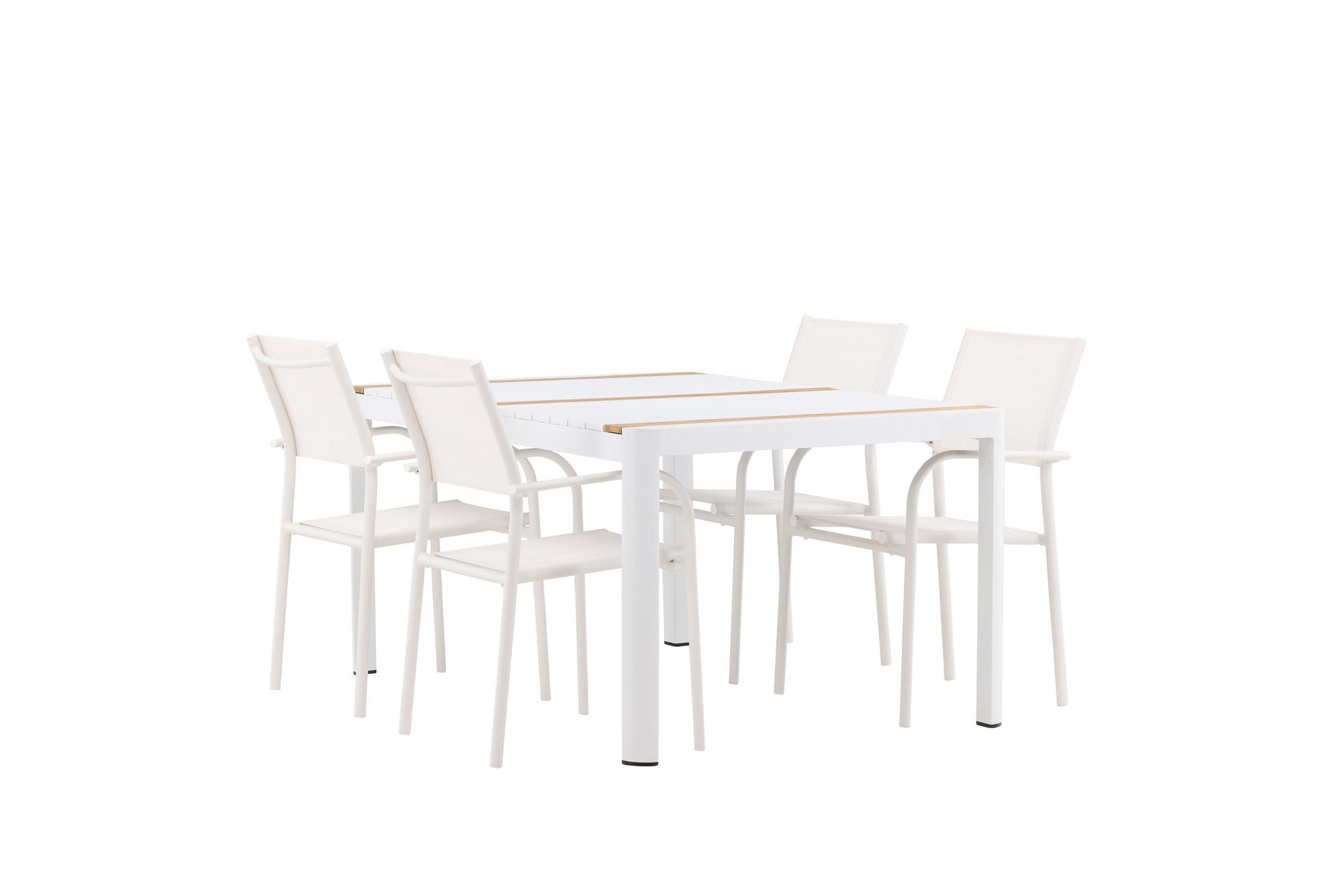 Venture Home Togo - spisebord- White / Teak - Allu / Teak - 150*100 +Santorini Arm stol (Stackable) - White Alu / White Textilene _4