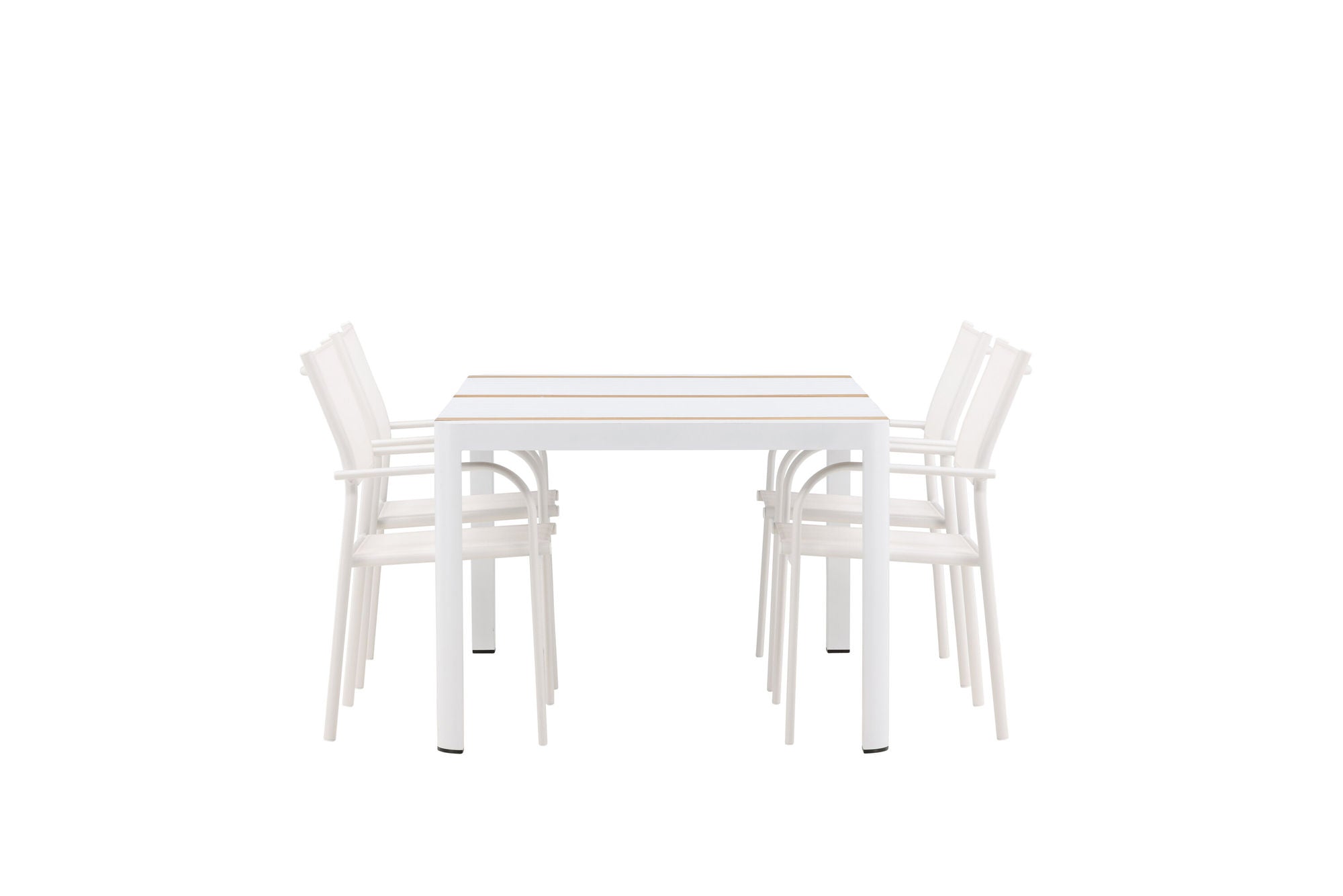 Venture Home Togo - spisebord- White / Teak - Allu / Teak - 150*100 +Santorini Arm stol (Stackable) - White Alu / White Textilene _4