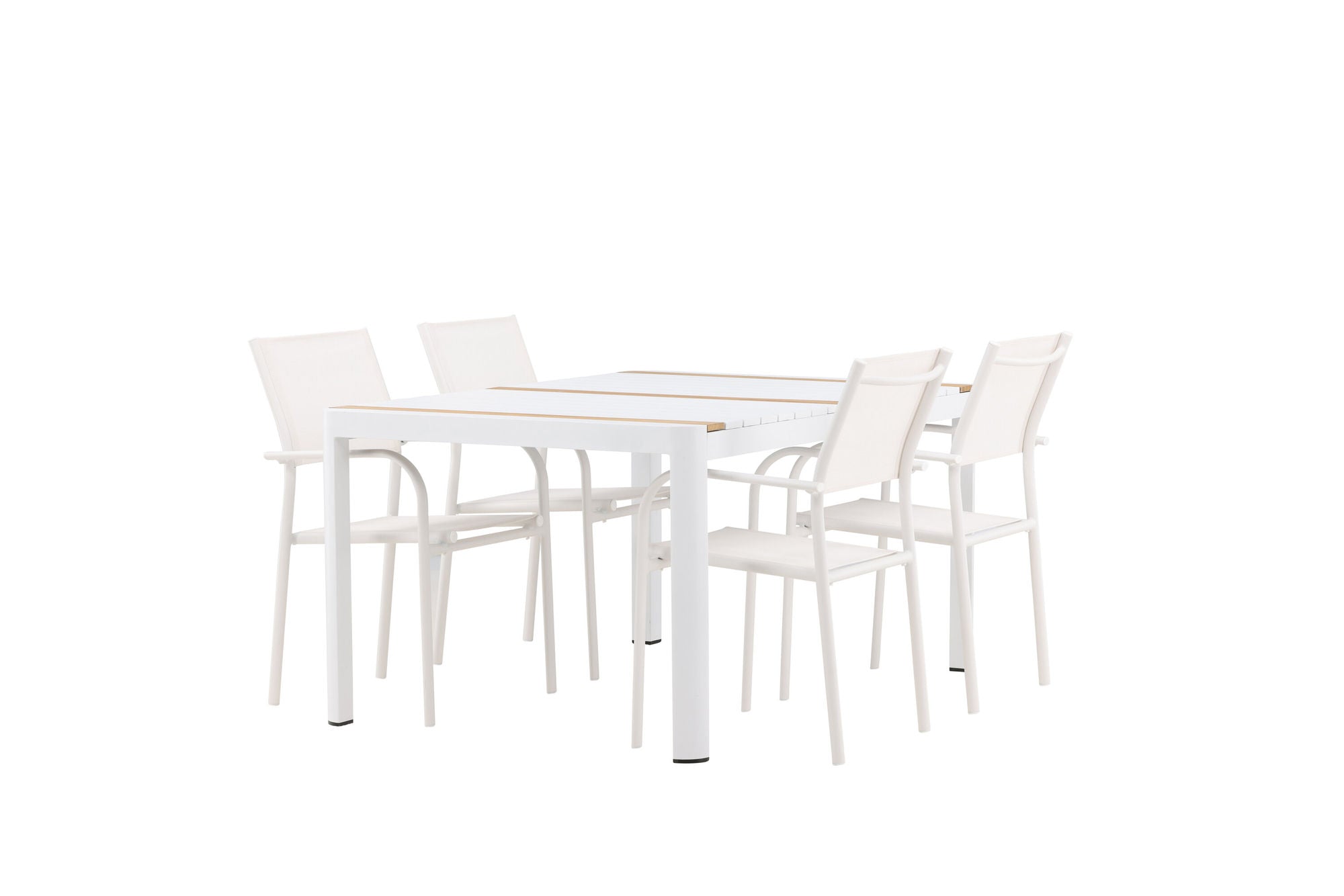 Venture Home Togo - spisebord- White / Teak - Allu / Teak - 150*100 +Santorini Arm stol (Stackable) - White Alu / White Textilene _4
