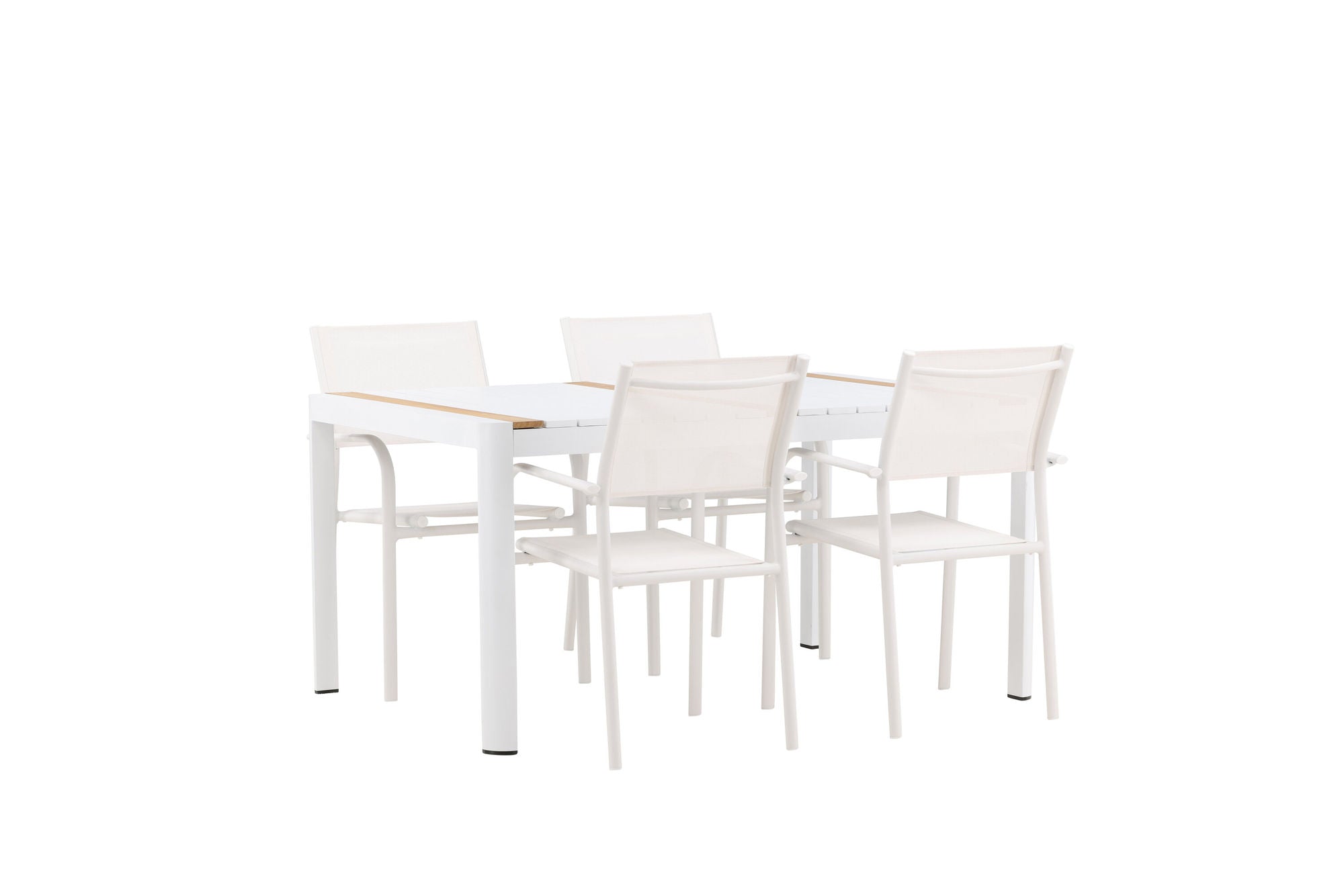 Venture Home Togo - spisebord- White / Teak - Allu / Teak - 150*100 +Santorini Arm stol (Stackable) - White Alu / White Textilene _4