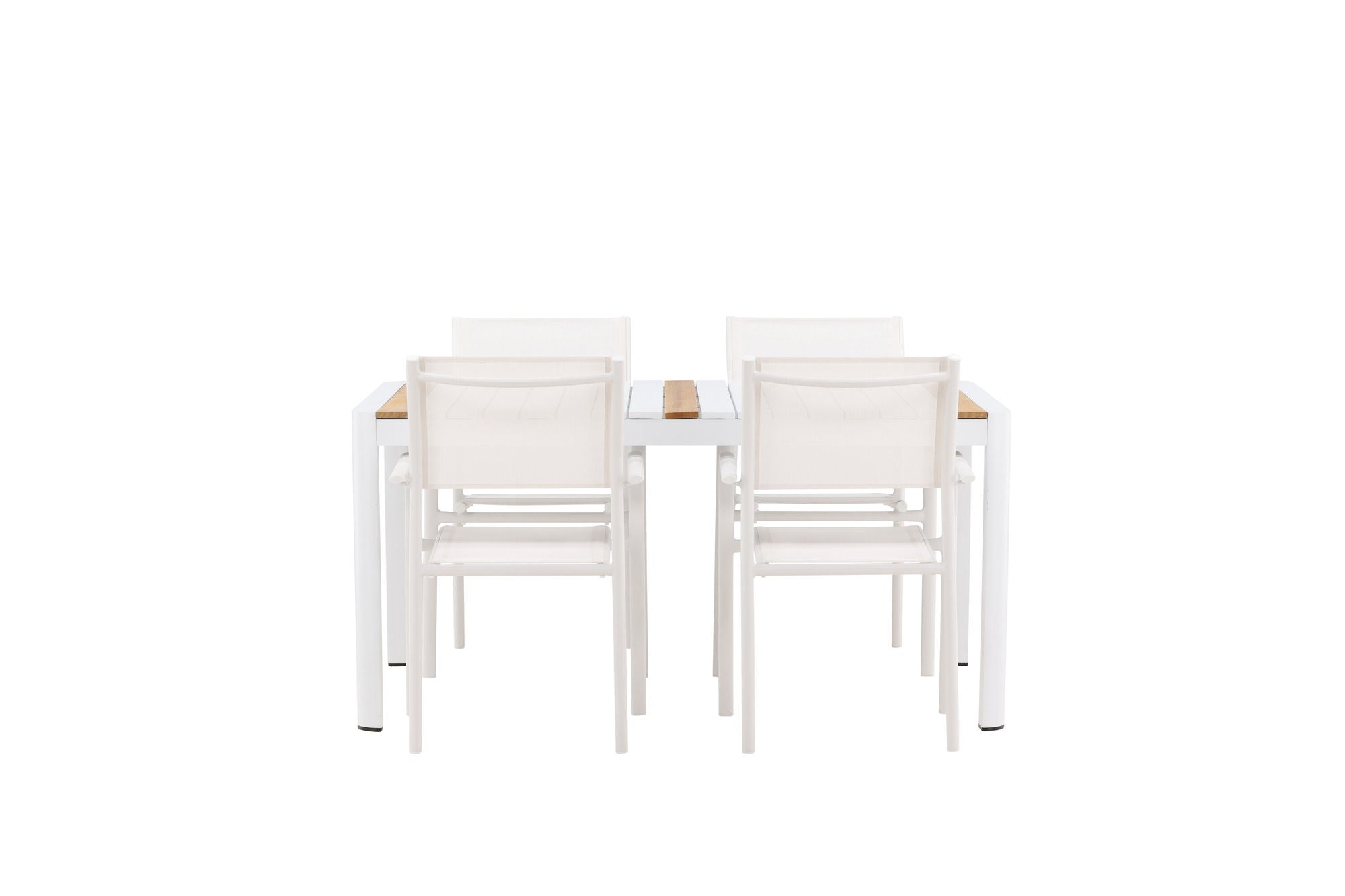 Venture Home Togo - spisebord- White / Teak - Allu / Teak - 150*100 +Santorini Arm stol (Stackable) - White Alu / White Textilene _4
