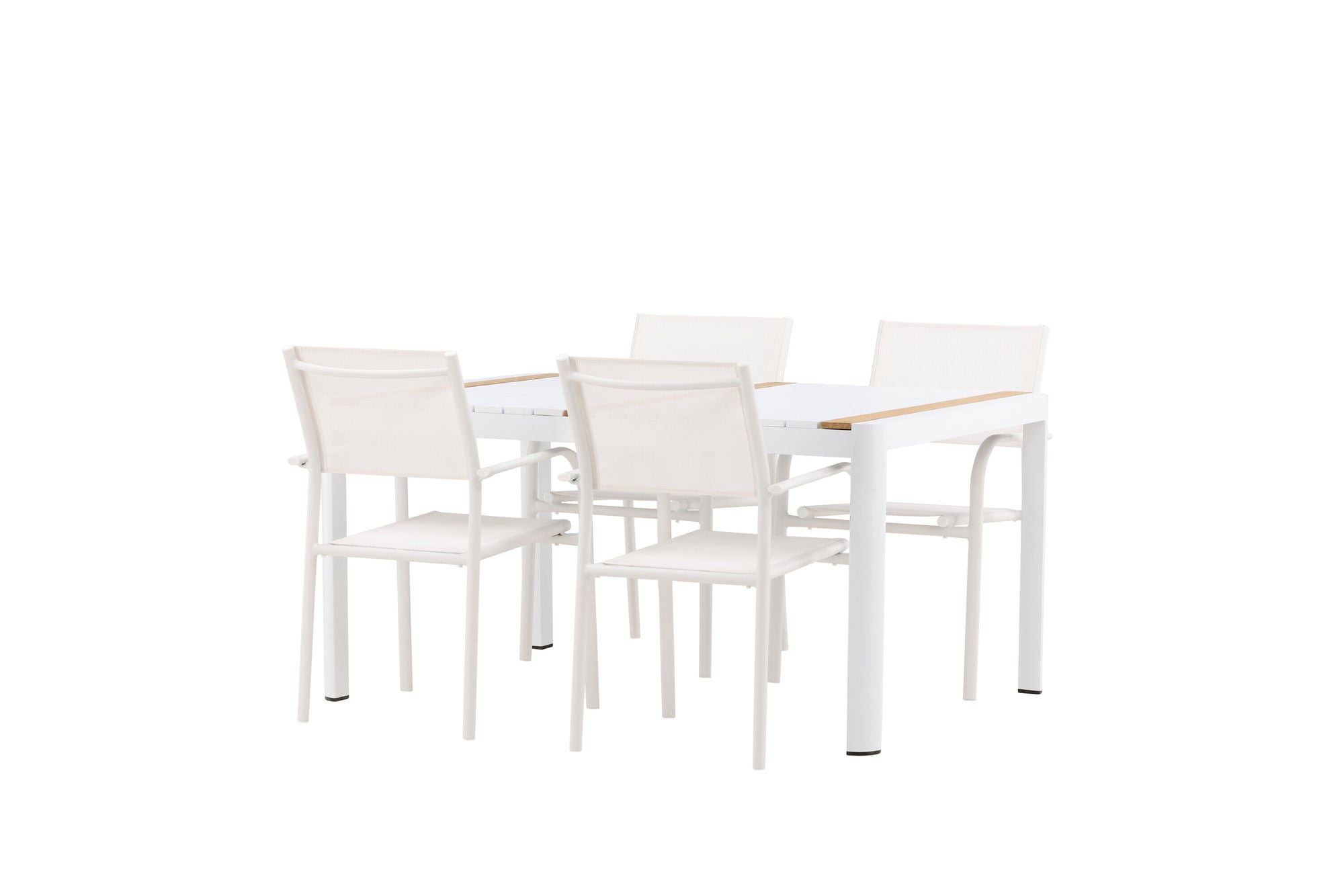 Venture Home Togo - spisebord- White / Teak - Allu / Teak - 150*100 +Santorini Arm stol (Stackable) - White Alu / White Textilene _4
