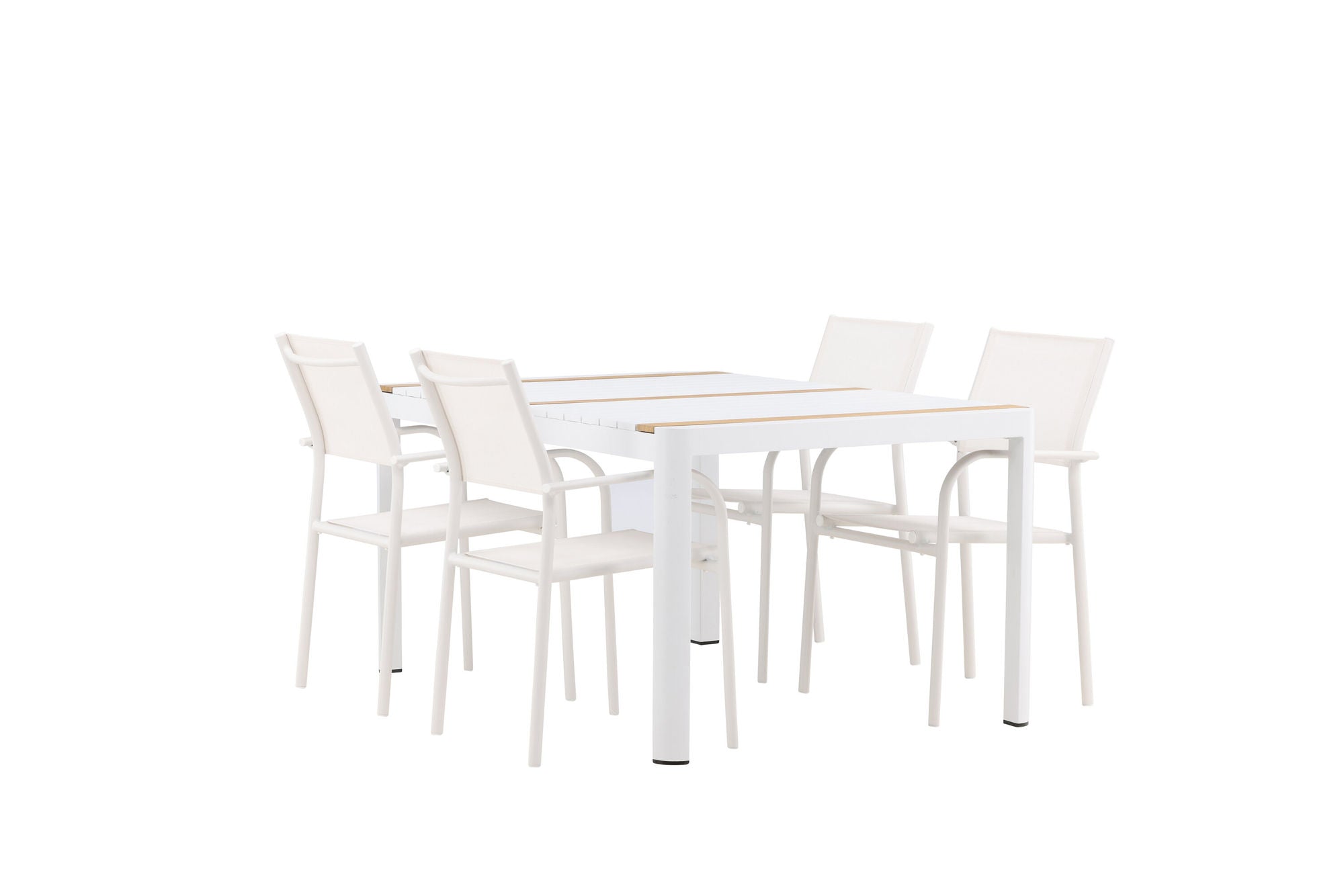Venture Home Togo - spisebord- White / Teak - Allu / Teak - 150*100 +Santorini Arm stol (Stackable) - White Alu / White Textilene _4