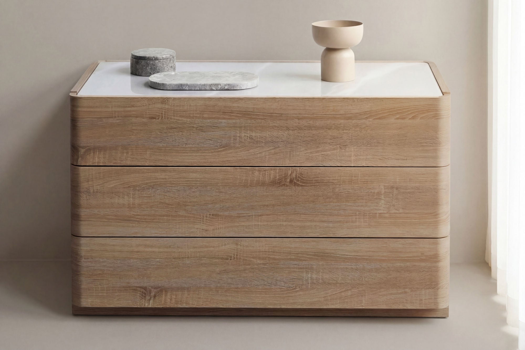 Venture Home Noble Drawer 48x100x60 cm - Nature MDF / 3D Paper Glass