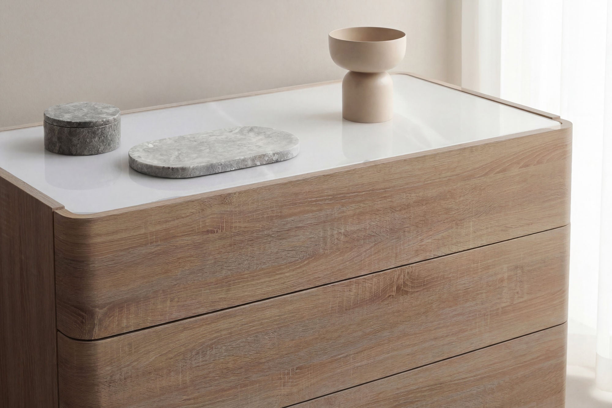 Venture Home Noble Drawer 48x100x60 cm - Nature MDF / 3D Paper Glass