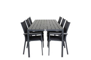 Venture Home Break spisebord - 205*90 - Black Alu / Black Aintwood+Parma Arm stol (stacka
