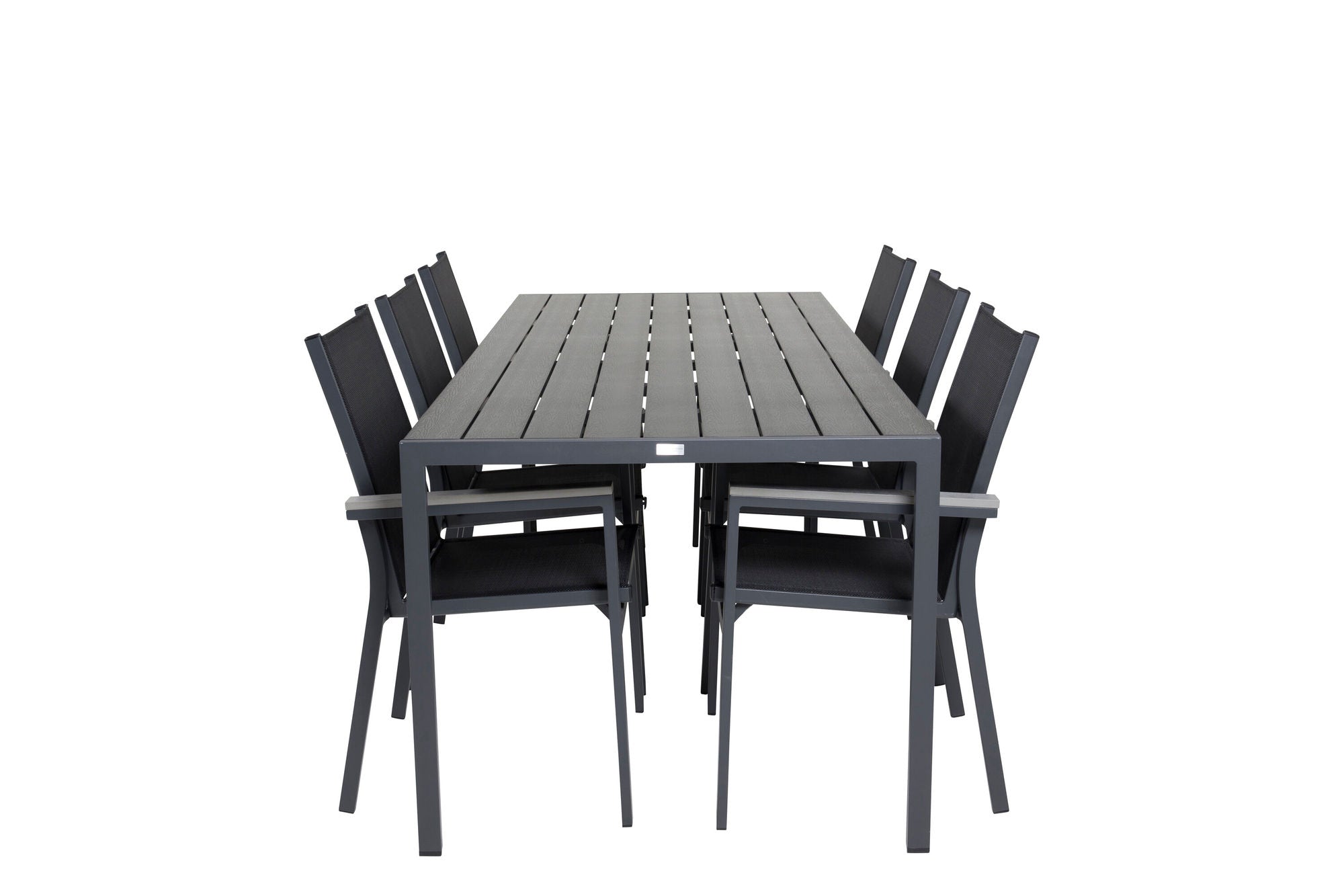 Venture Home Break spisebord - 205*90 - Black Alu / Black Aintwood+Parma Arm stol (stacka