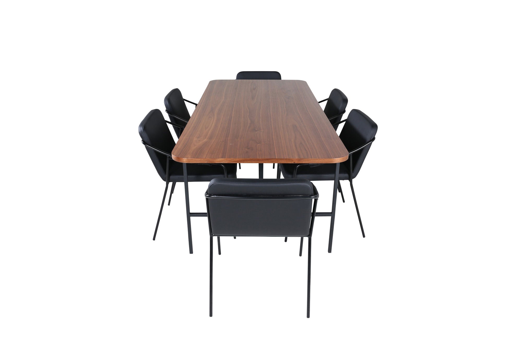 Venture Home Uno spisebord - Black / Walnut Veneer+Tvist stol - Black / Black PU_6