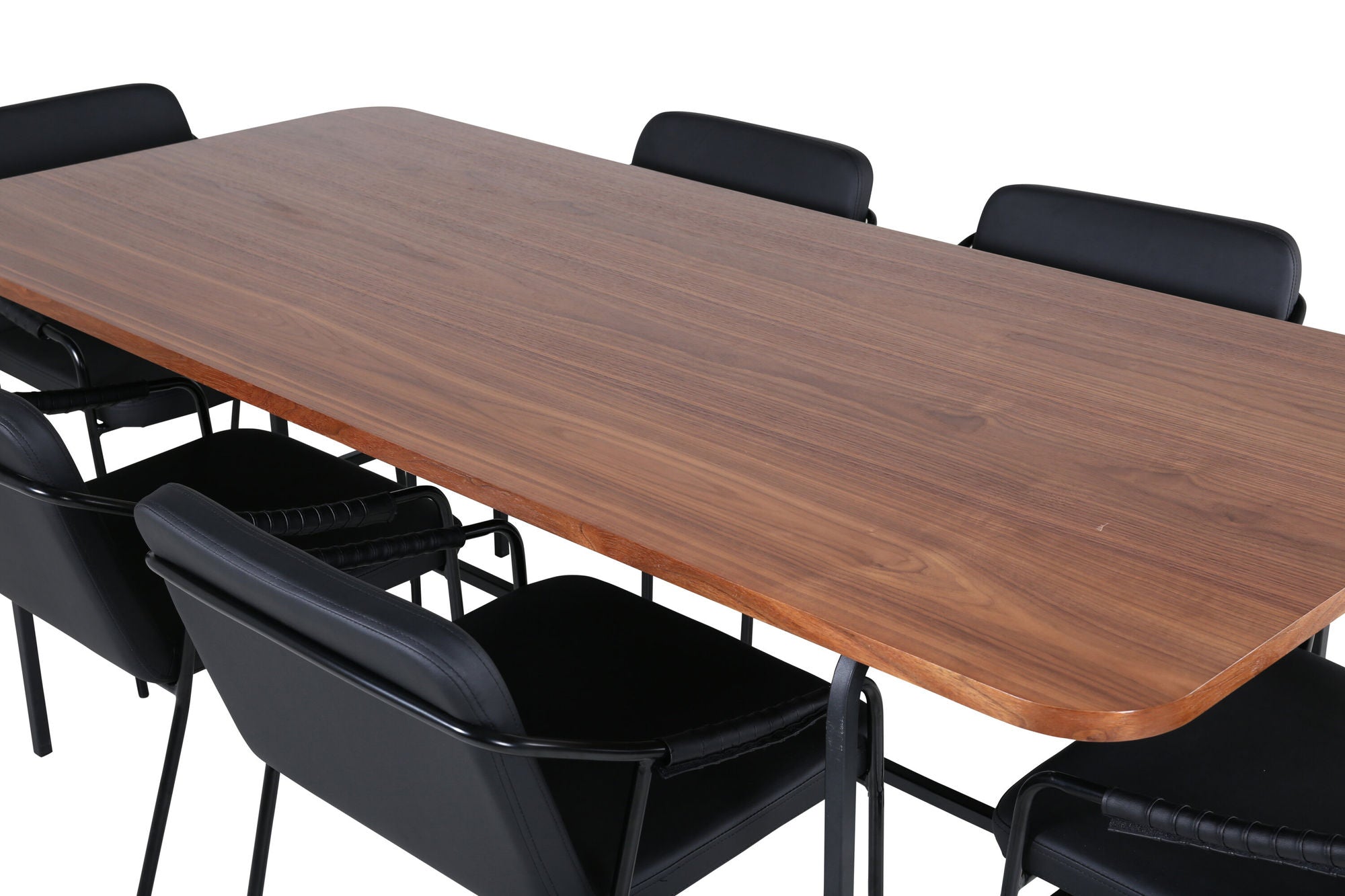 Venture Home Uno spisebord - Black / Walnut Veneer+Tvist stol - Black / Black PU_6