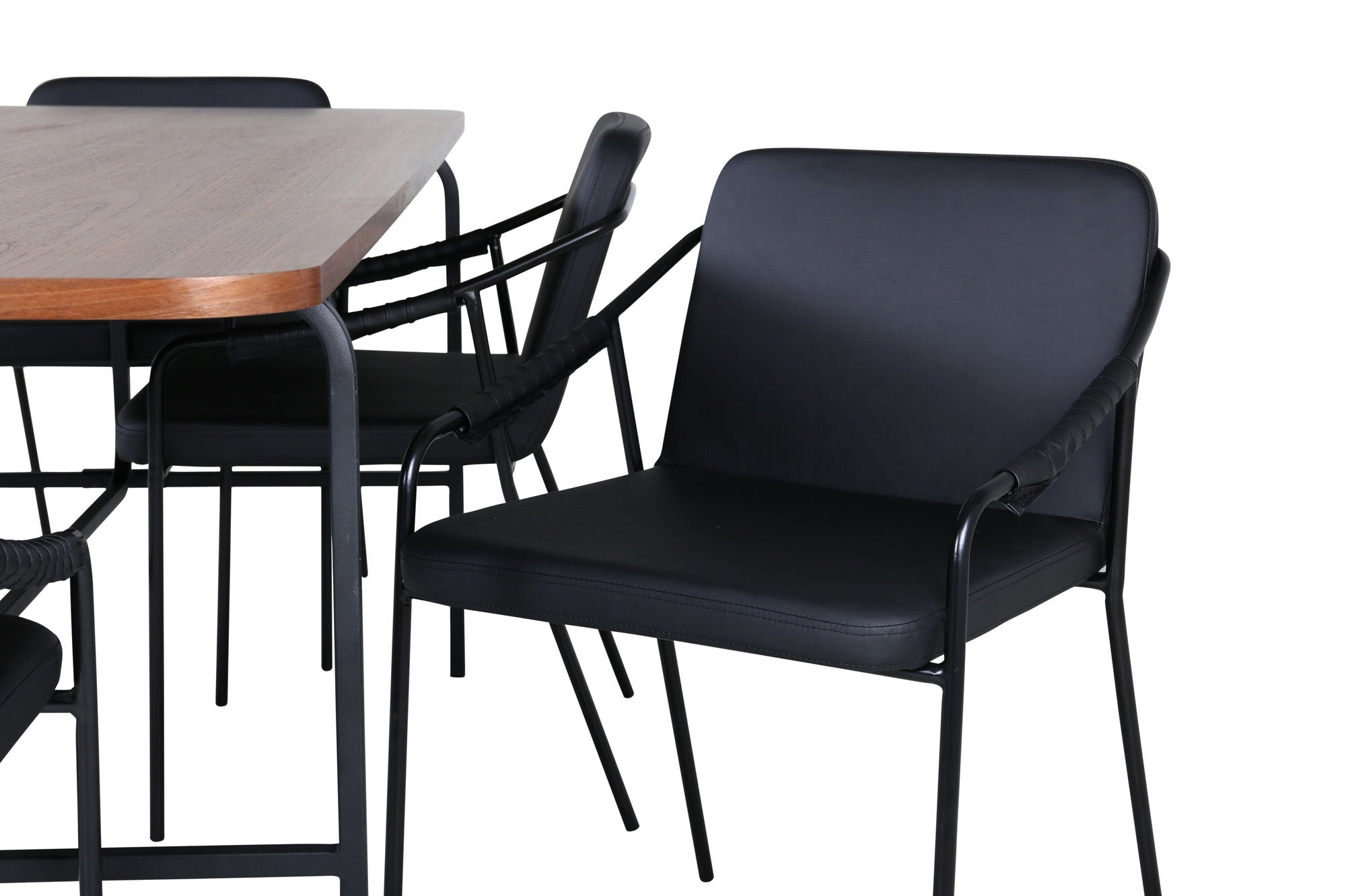 Venture Home Uno spisebord - Black / Walnut Veneer+Tvist stol - Black / Black PU_6