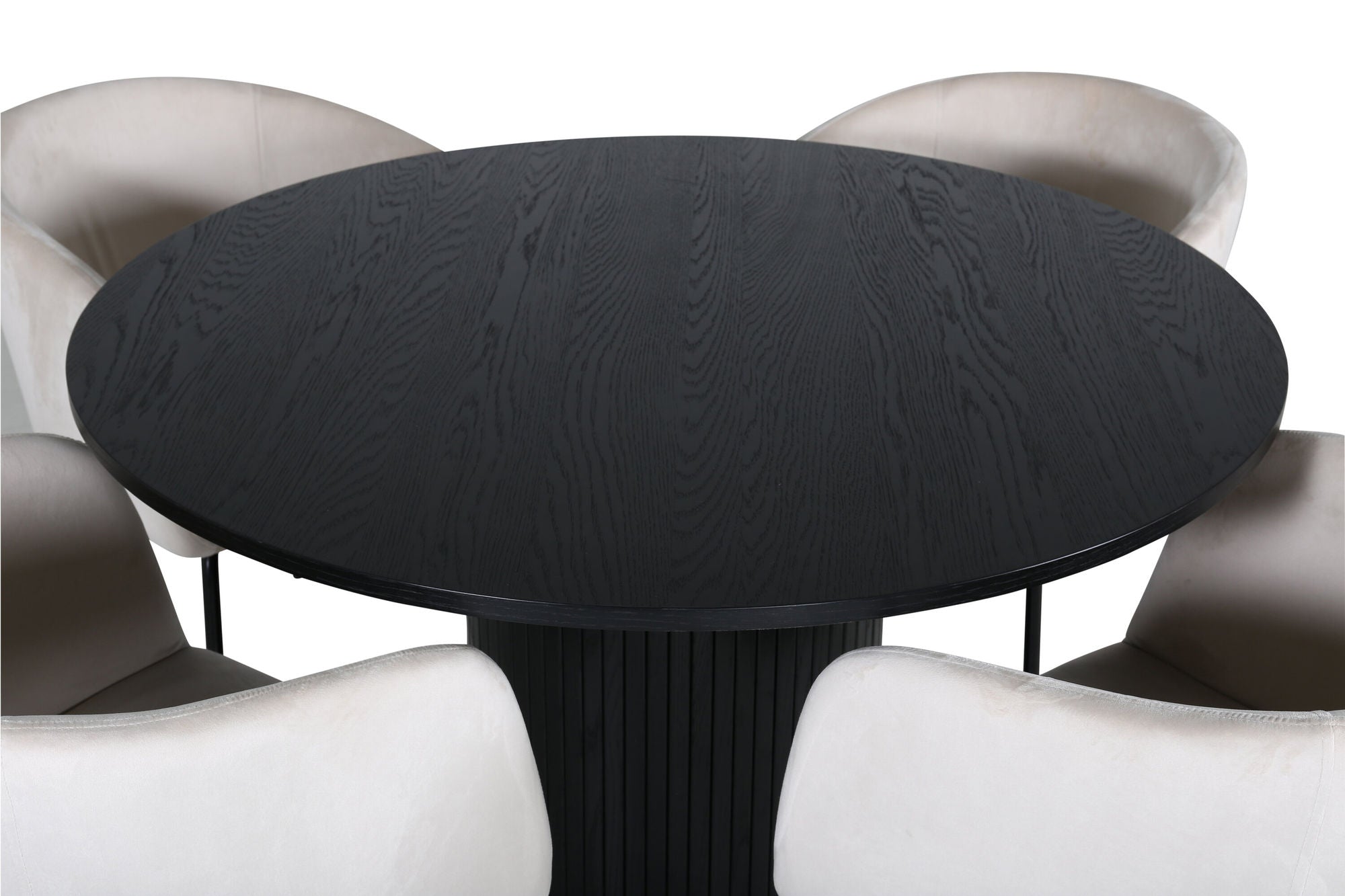 Venture Home Bianca rund spisebord - Black / Black Veneer+Berit stol - Black / Beige Velvet_4