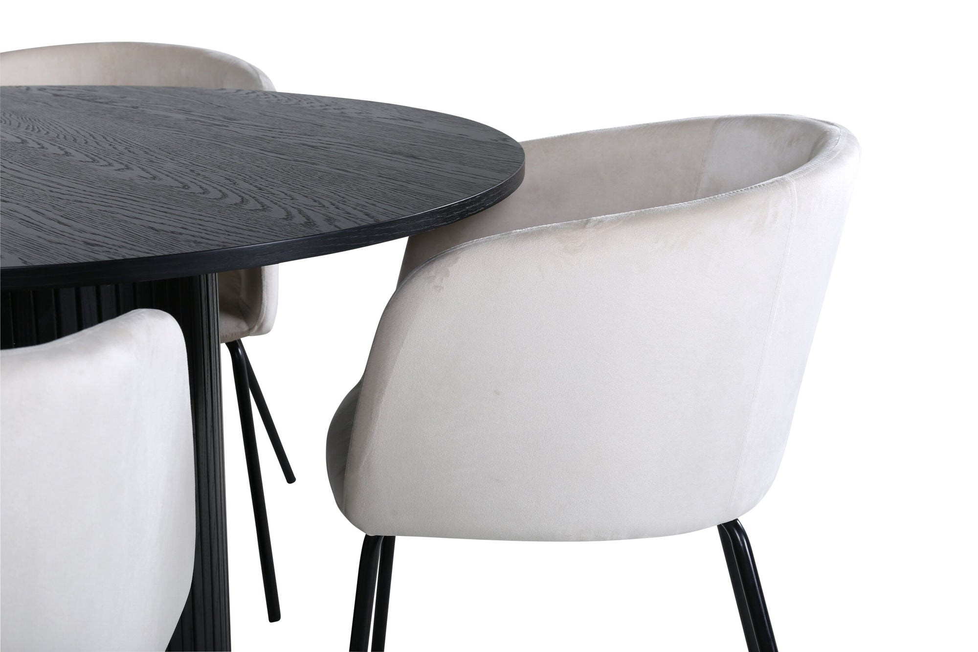 Venture Home Bianca rund spisebord - Black / Black Veneer+Berit stol - Black / Beige Velvet_4