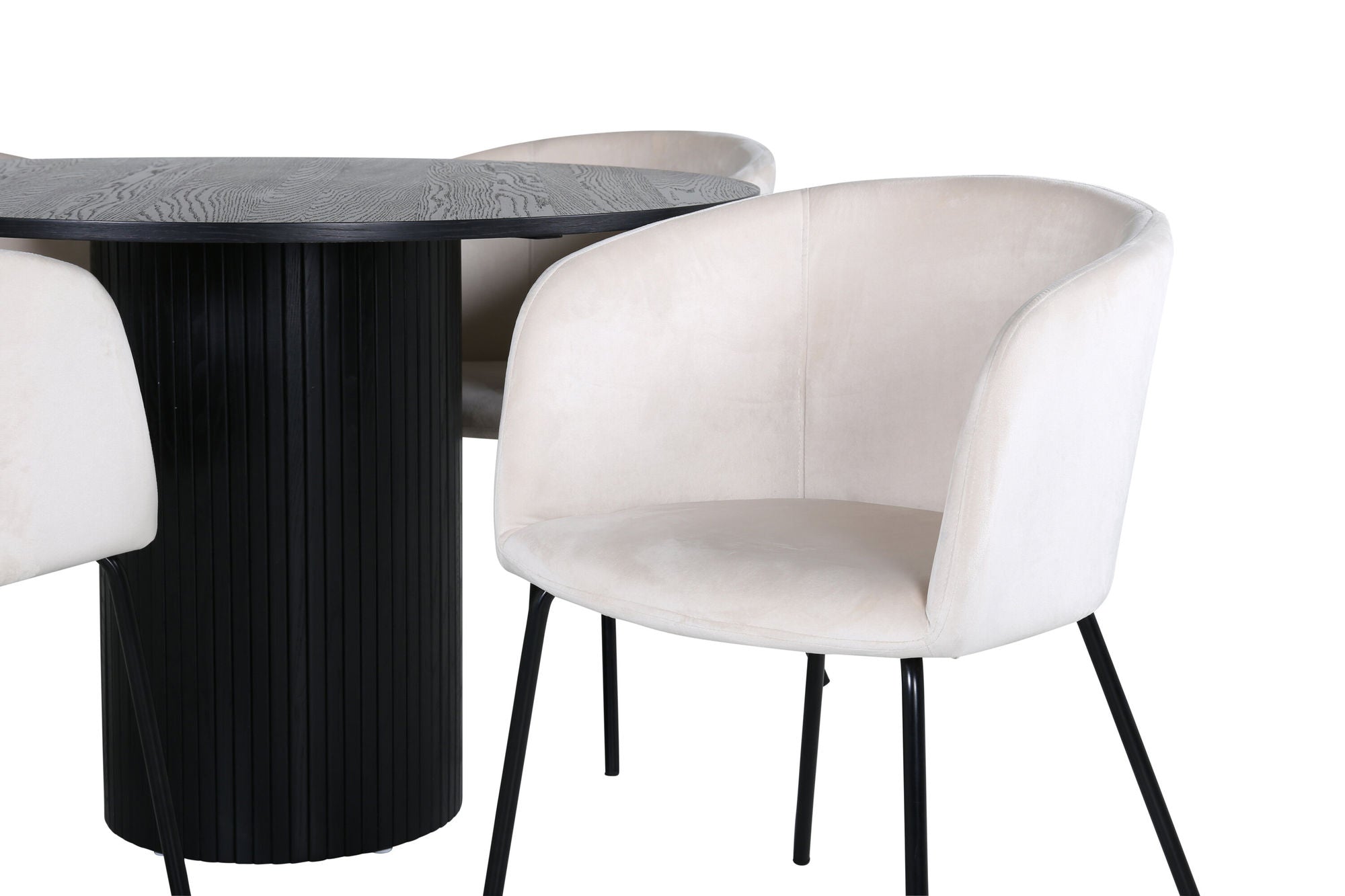 Venture Home Bianca rund spisebord - Black / Black Veneer+Berit stol - Black / Beige Velvet_4